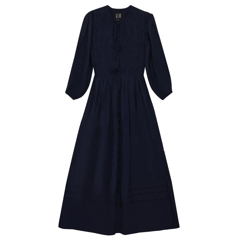Gem Smocked Button Down Dress