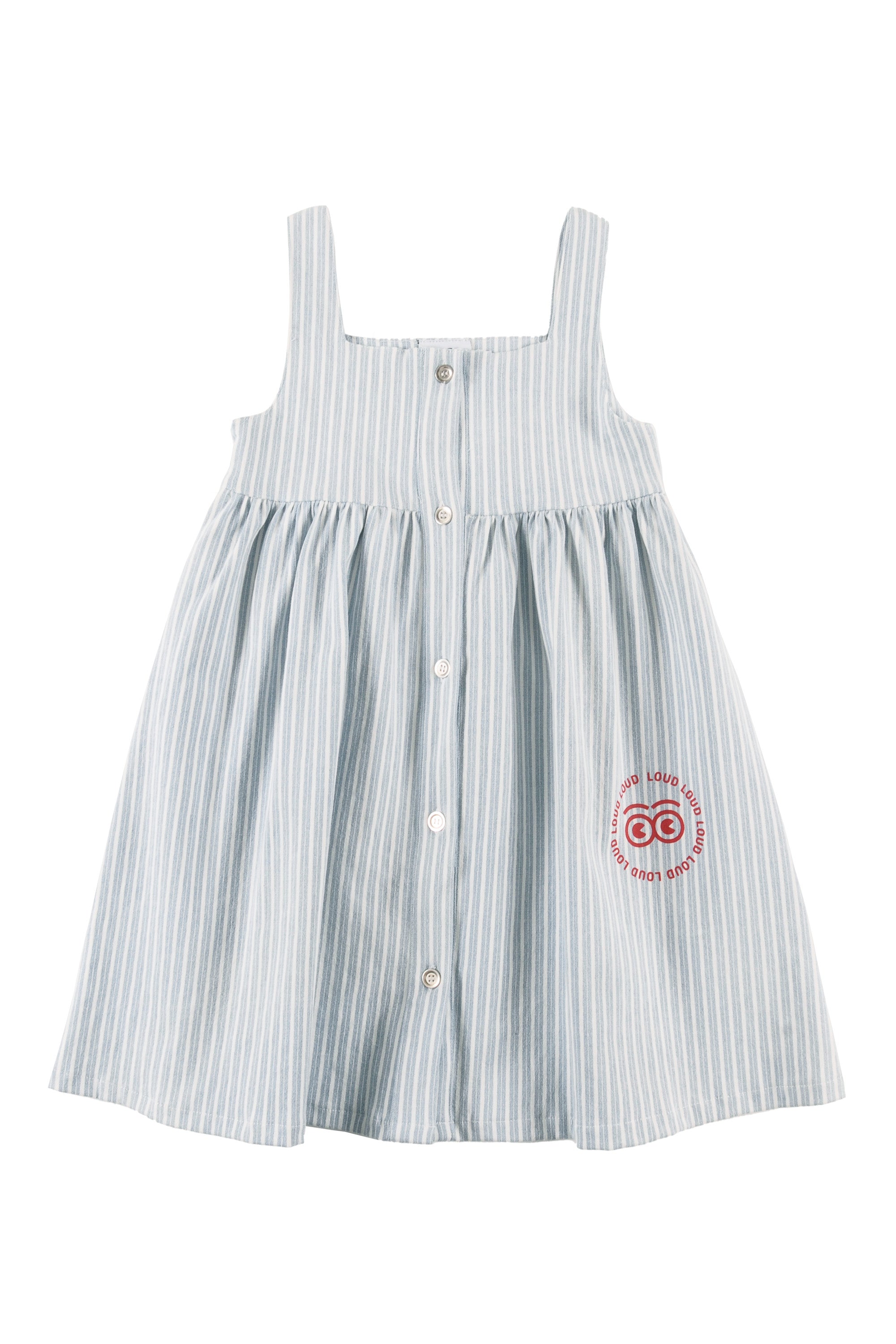 Loud Eyes Buttoned Front Logo Summer Dress