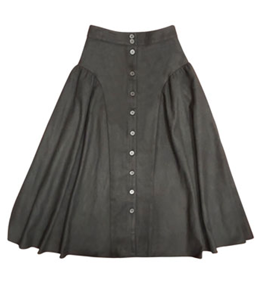 Gem Black Gathered Button Down Skirt