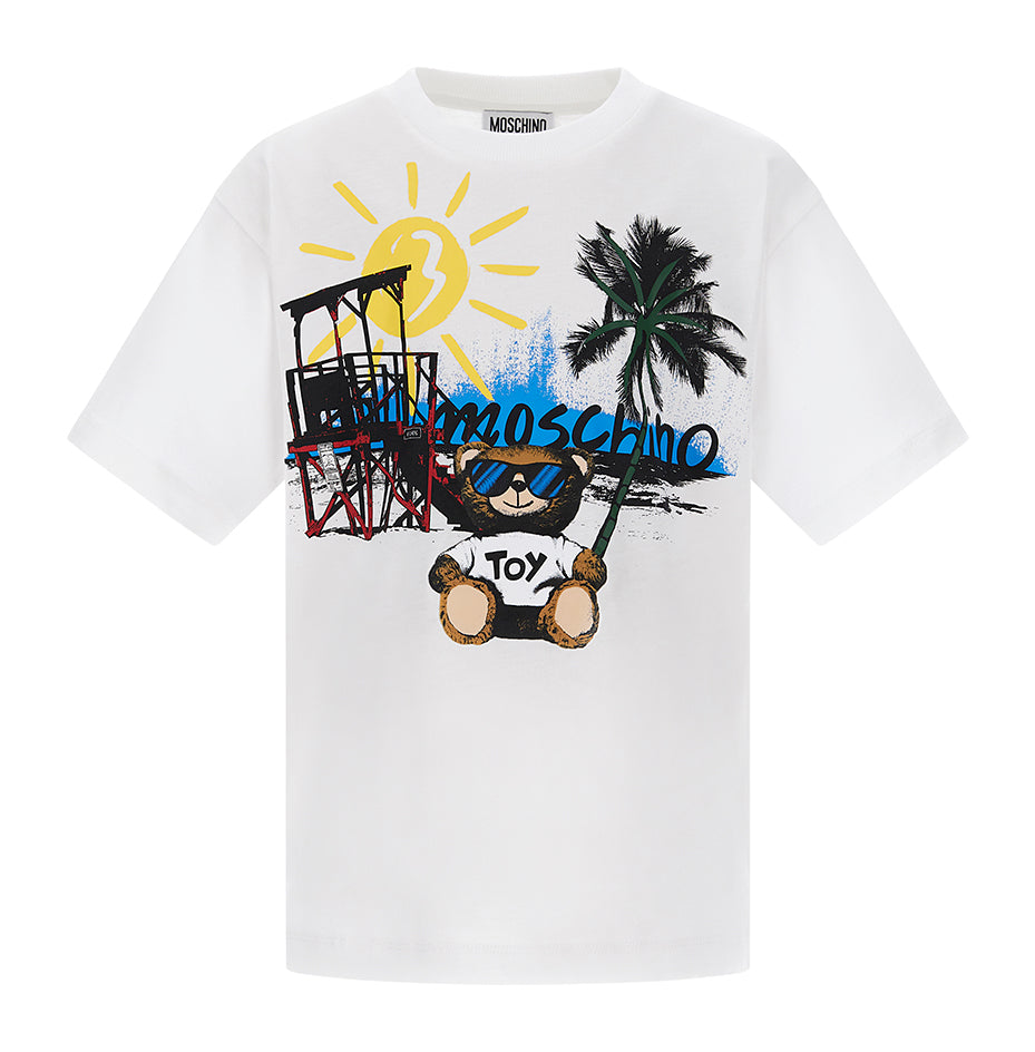 Moschino Maxi Tee with Bear on Vacation Print