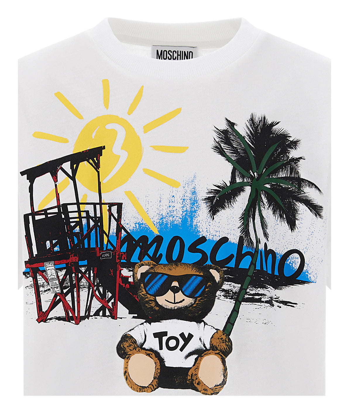 Moschino Maxi Tee with Bear on Vacation Print