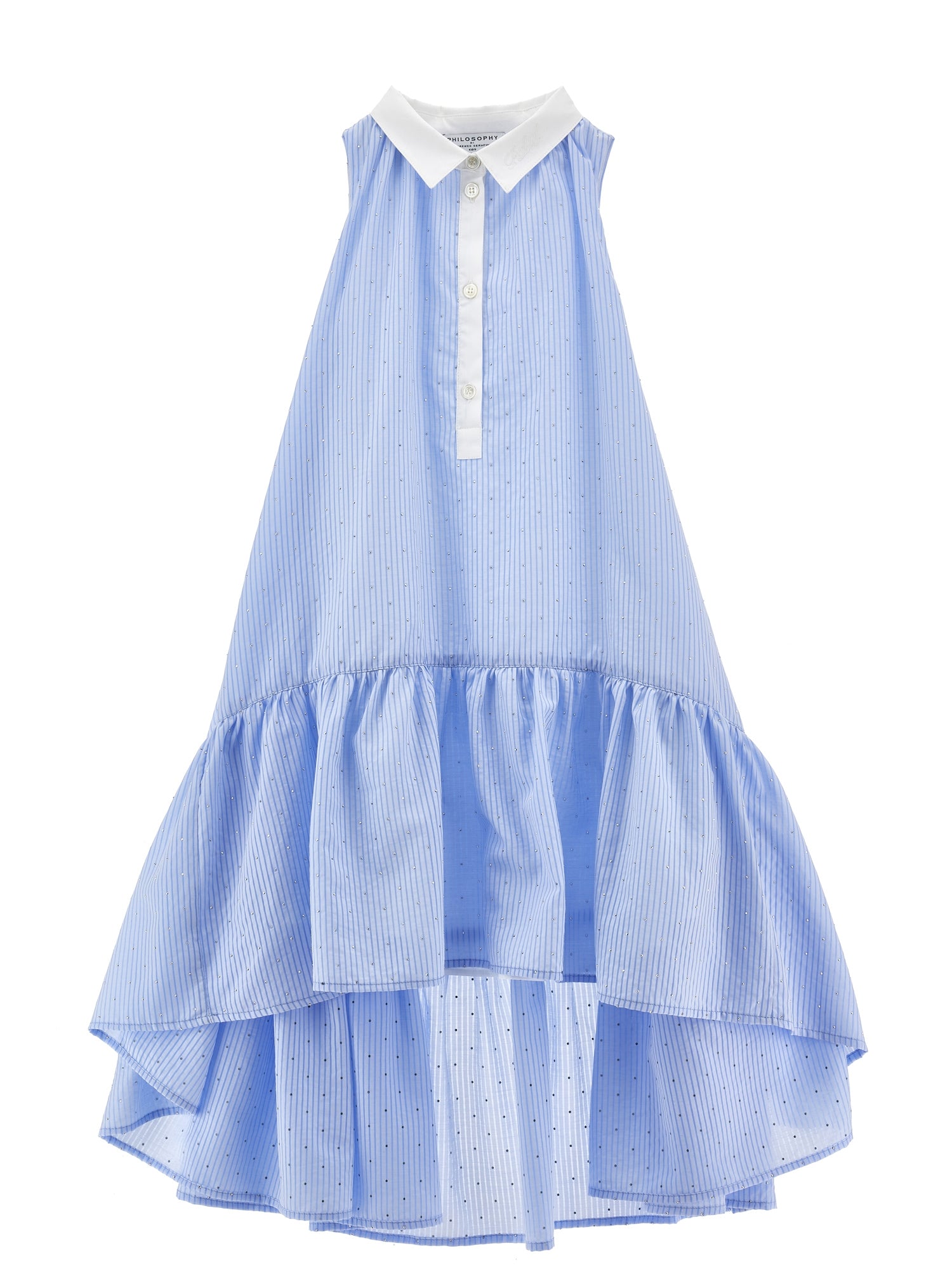 Philosophy Blue Sleeveless Hi-Lo Studded Dress with Contrast Collar