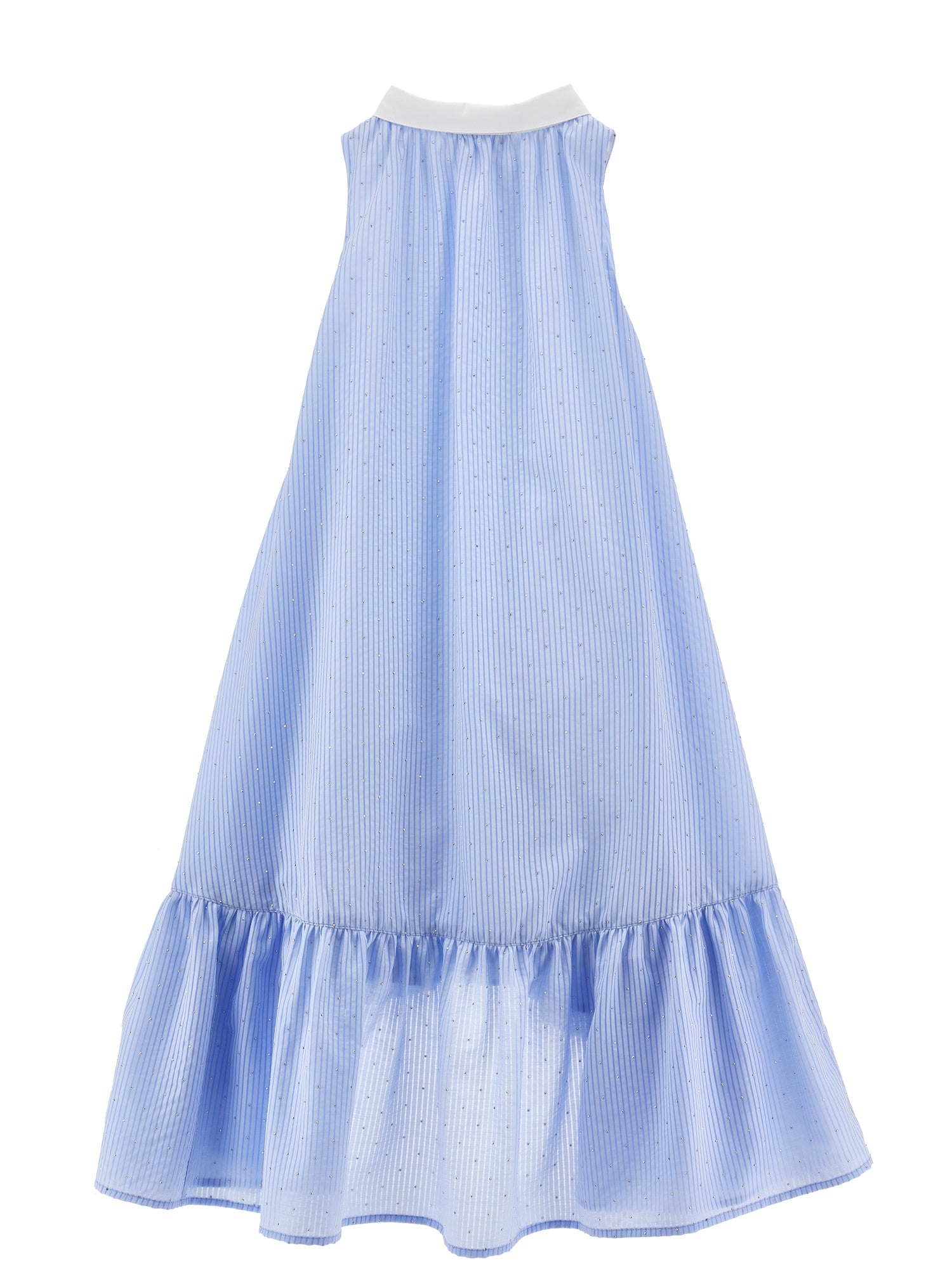 Philosophy Blue Sleeveless Hi-Lo Studded Dress with Contrast Collar