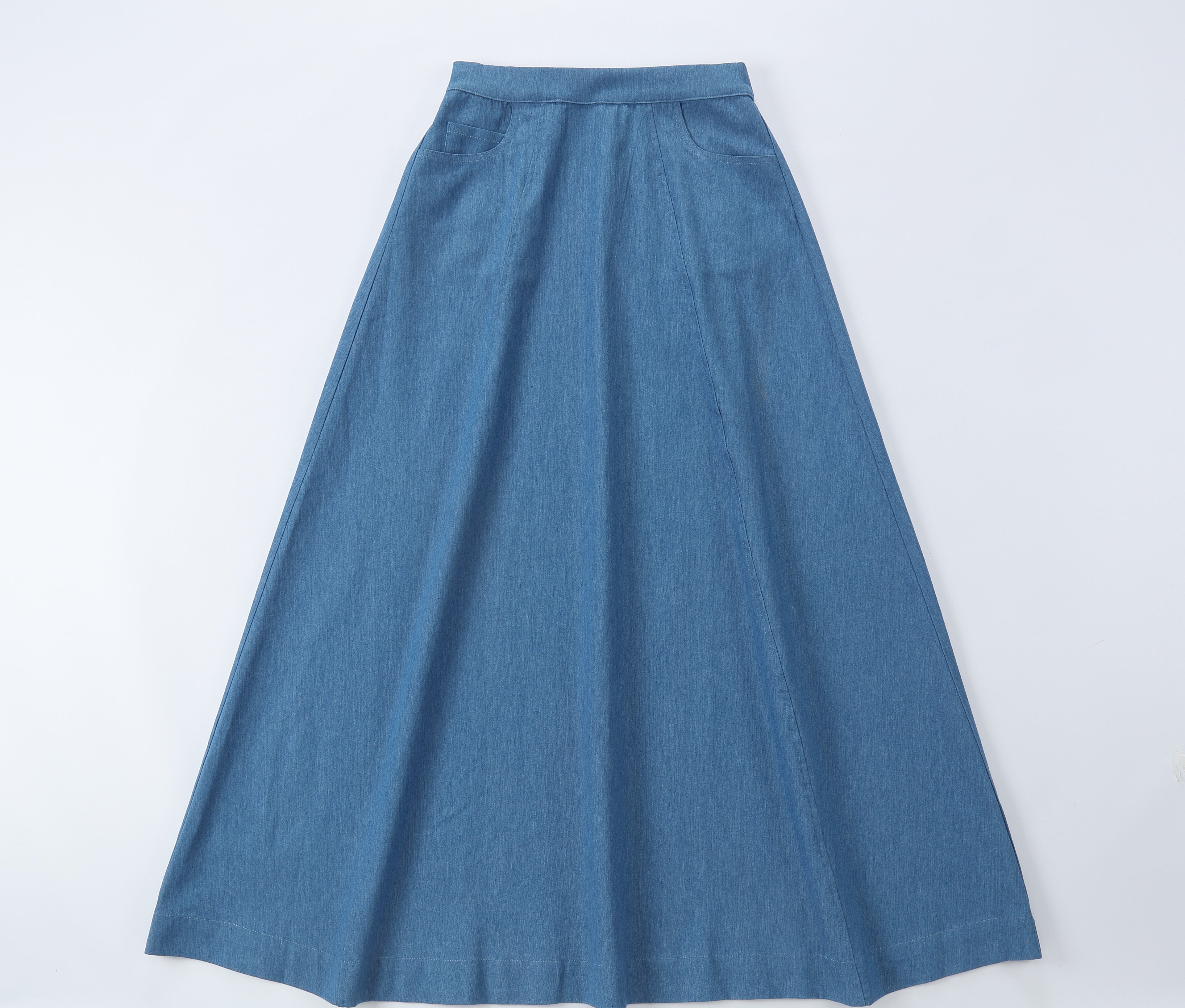 Duet Light Denim Elastic Waist Skirt