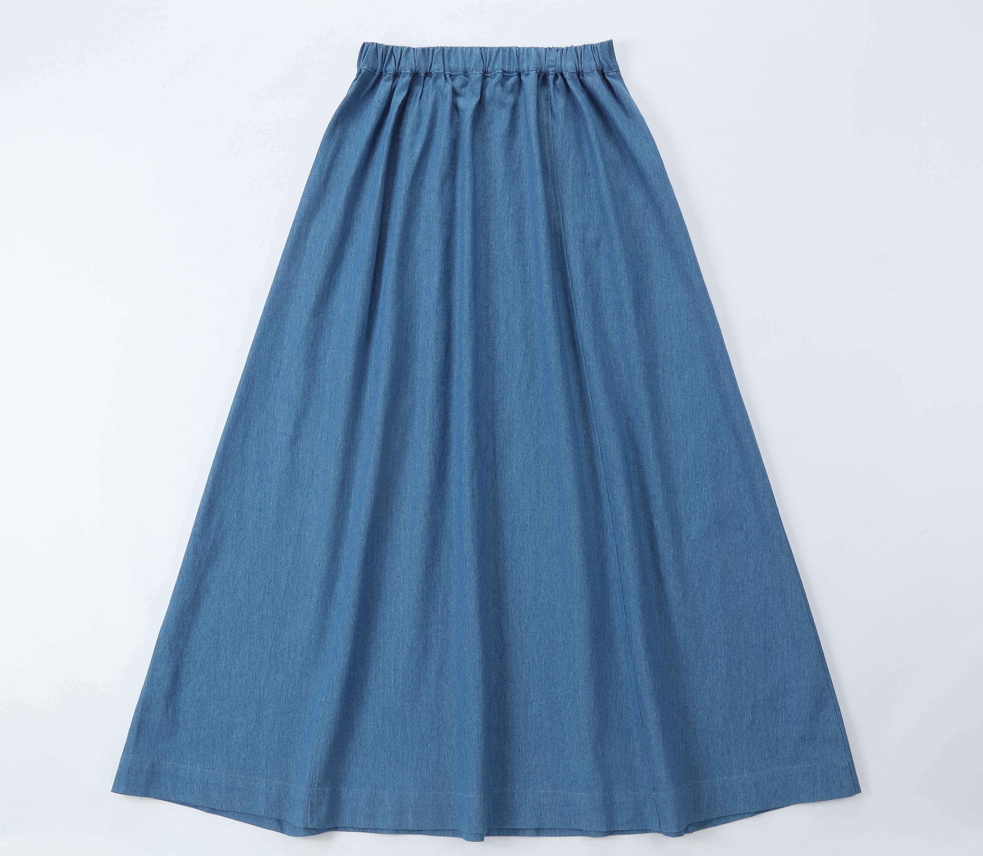 Duet Light Denim Elastic Waist Skirt