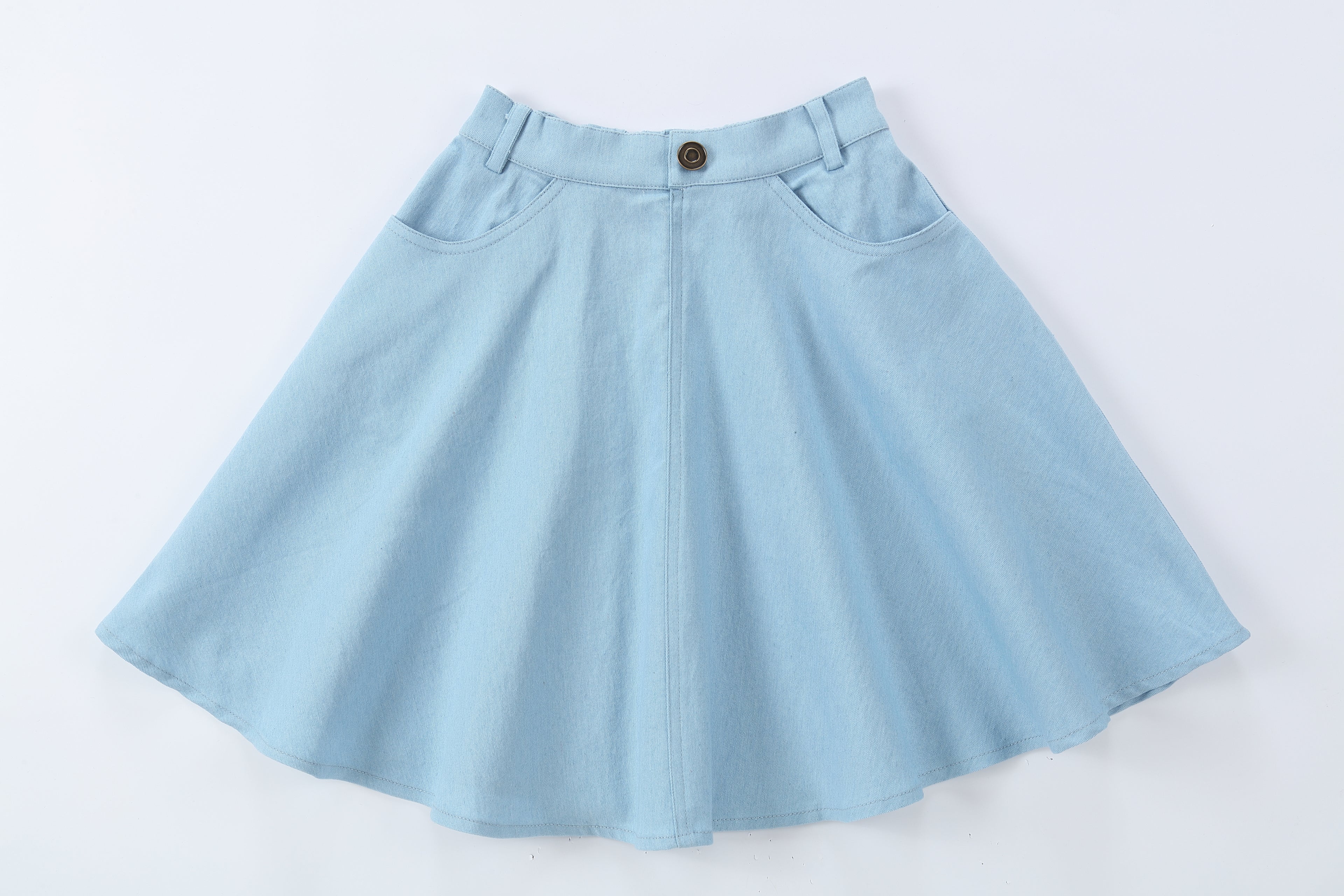 Duet White Blue Denim Circle Skirt