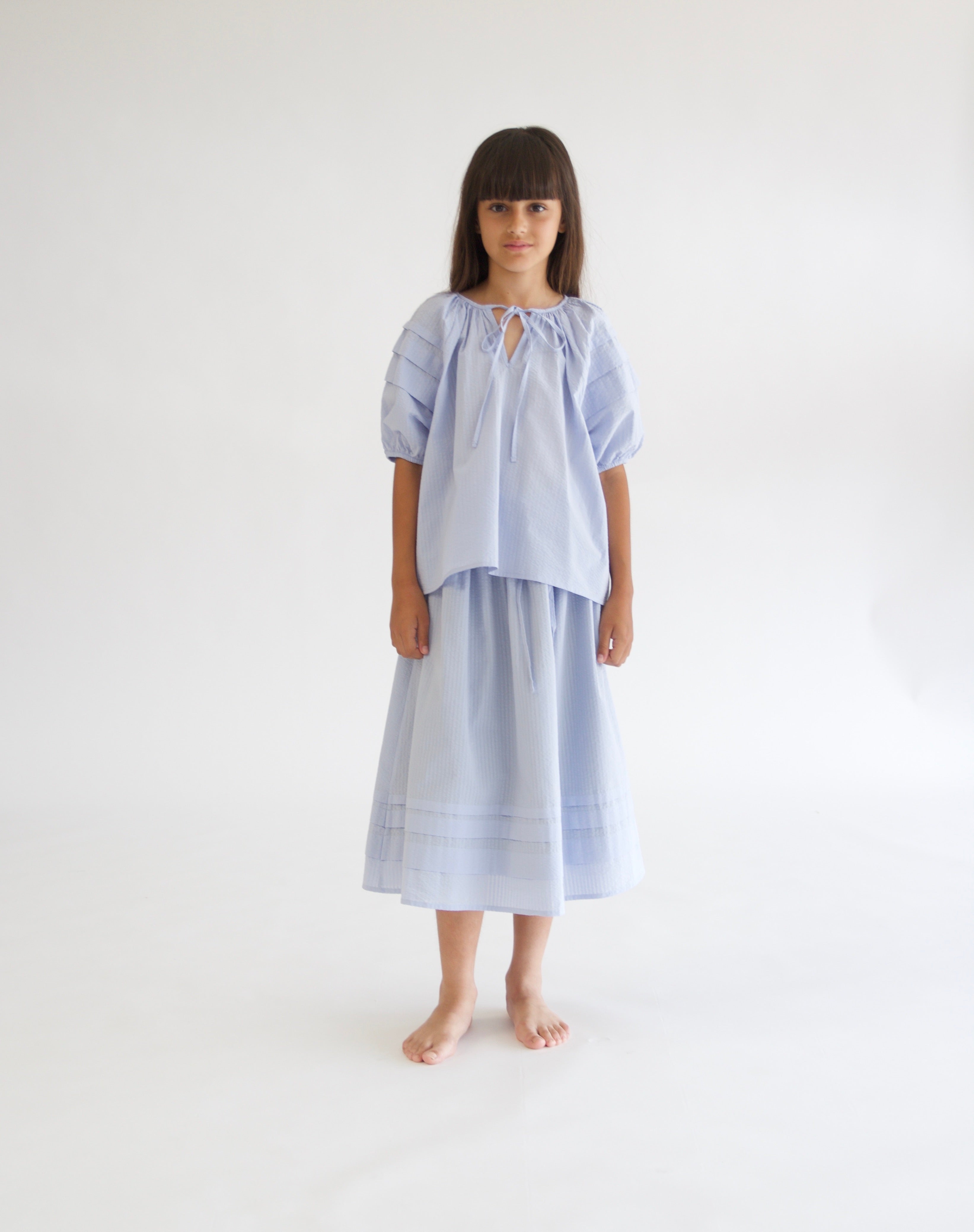 Tangerine Pleated Seersuckers Set