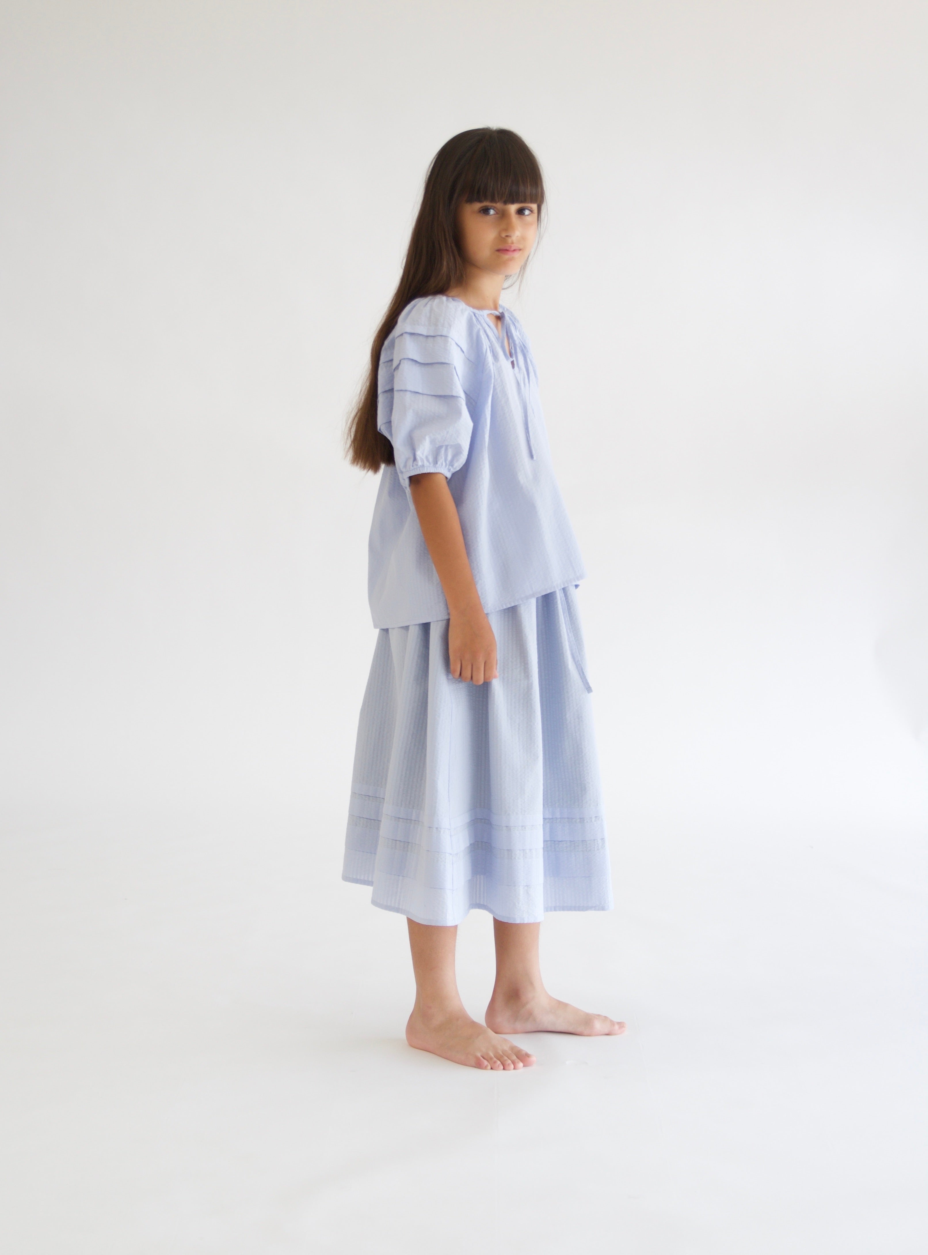 Tangerine Pleated Seersuckers Set
