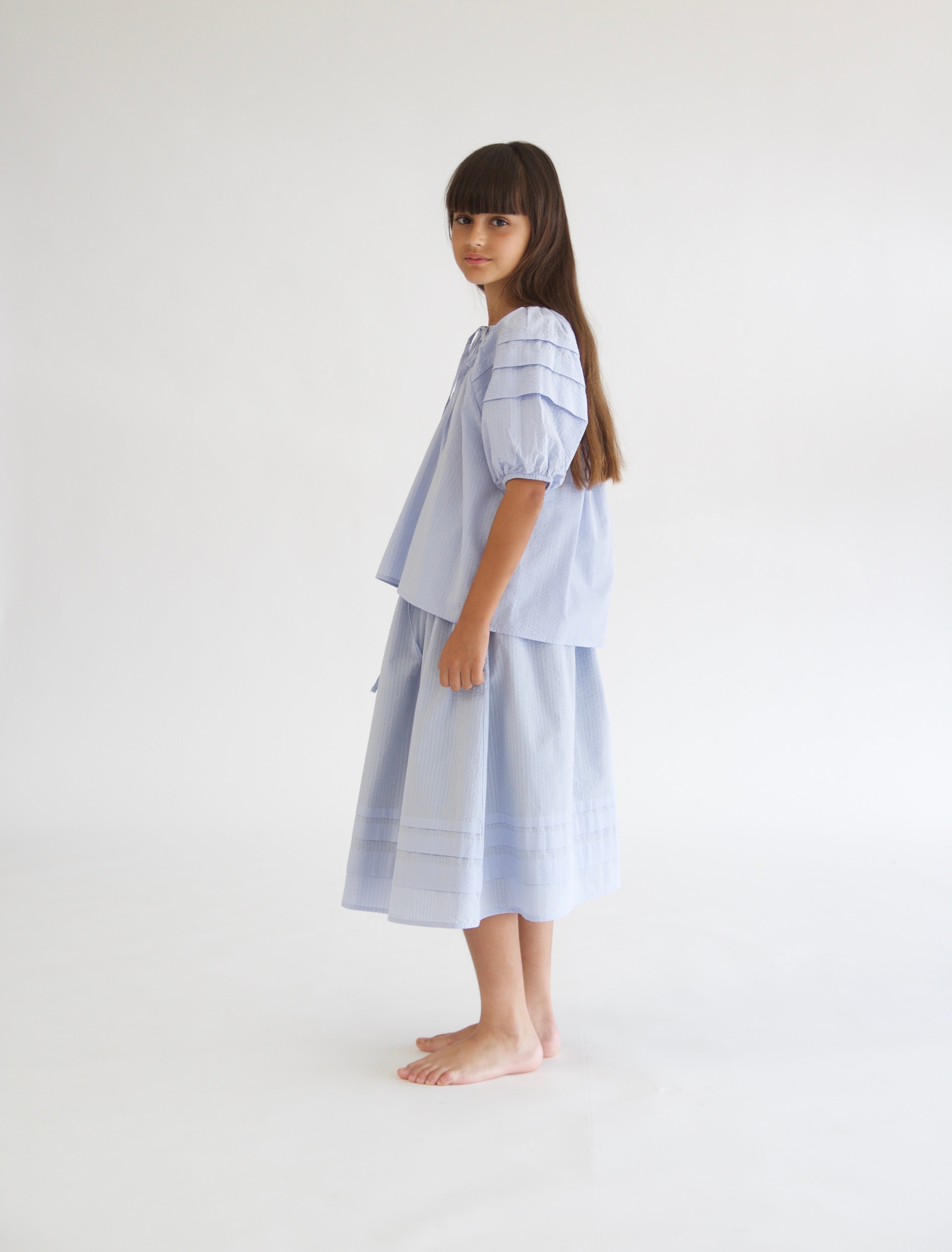 Tangerine Pleated Seersuckers Set
