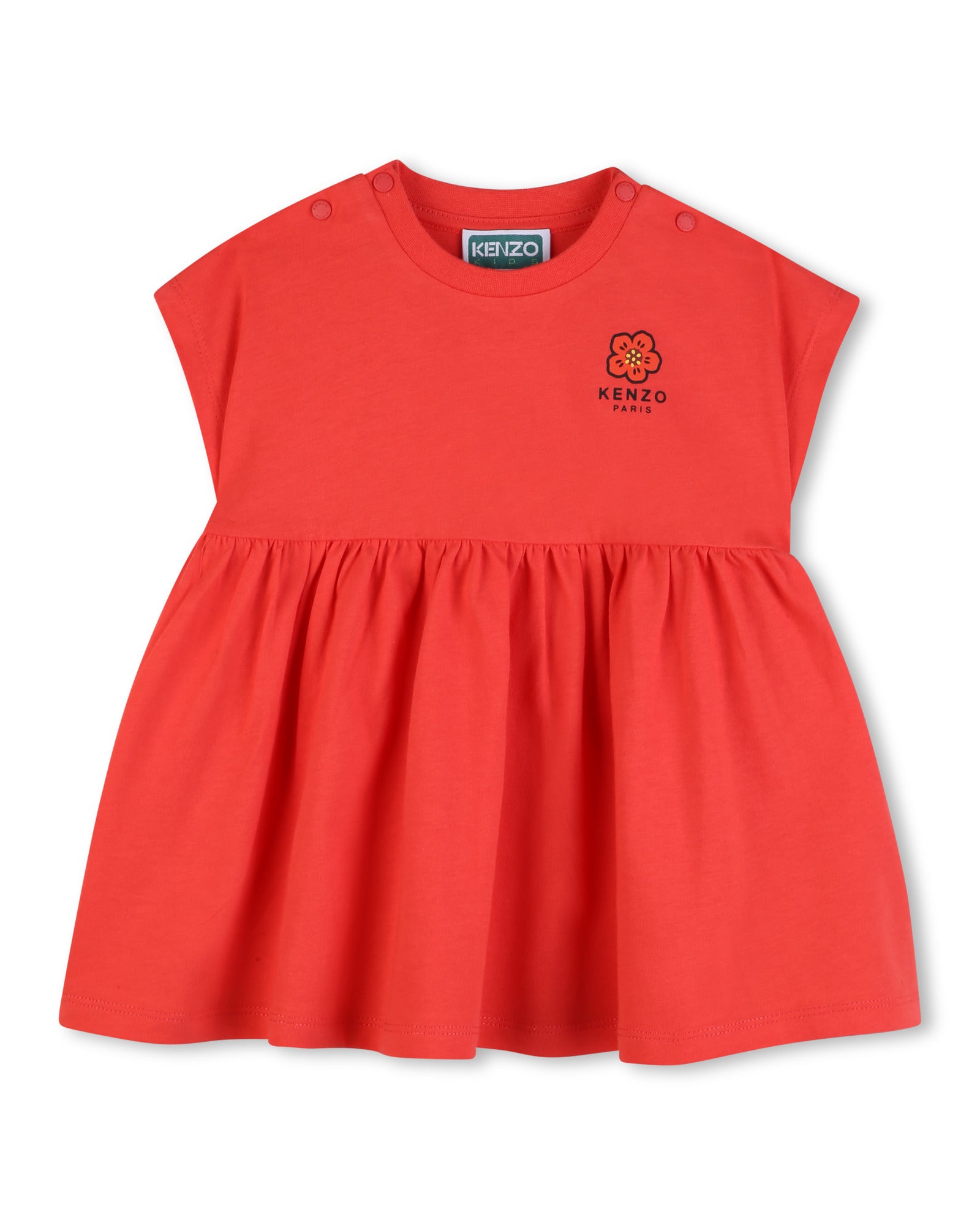 Kenzo Red Dress in Jersey Gathered