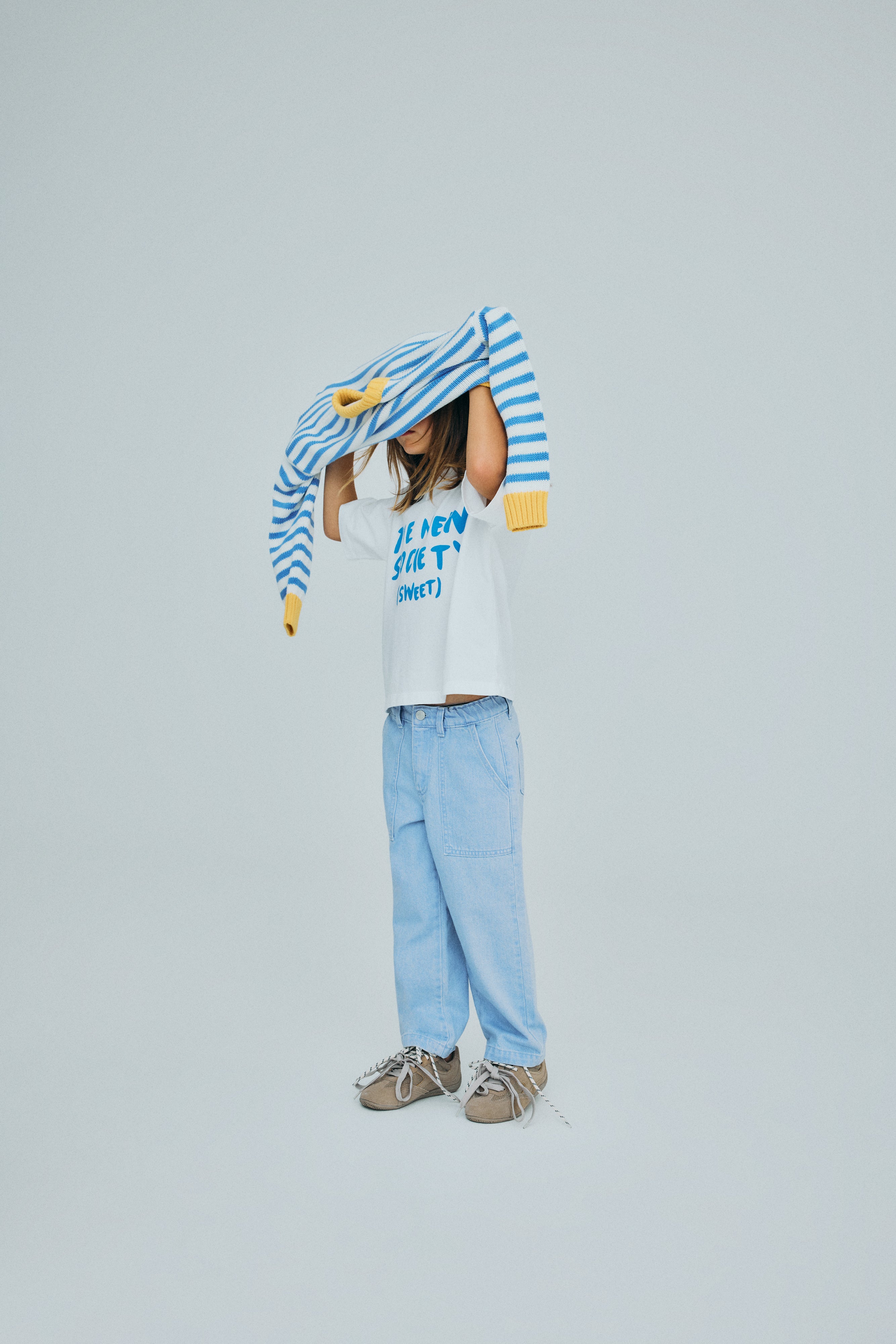 The New Society Marigold Sweater Vista Blue Stripes