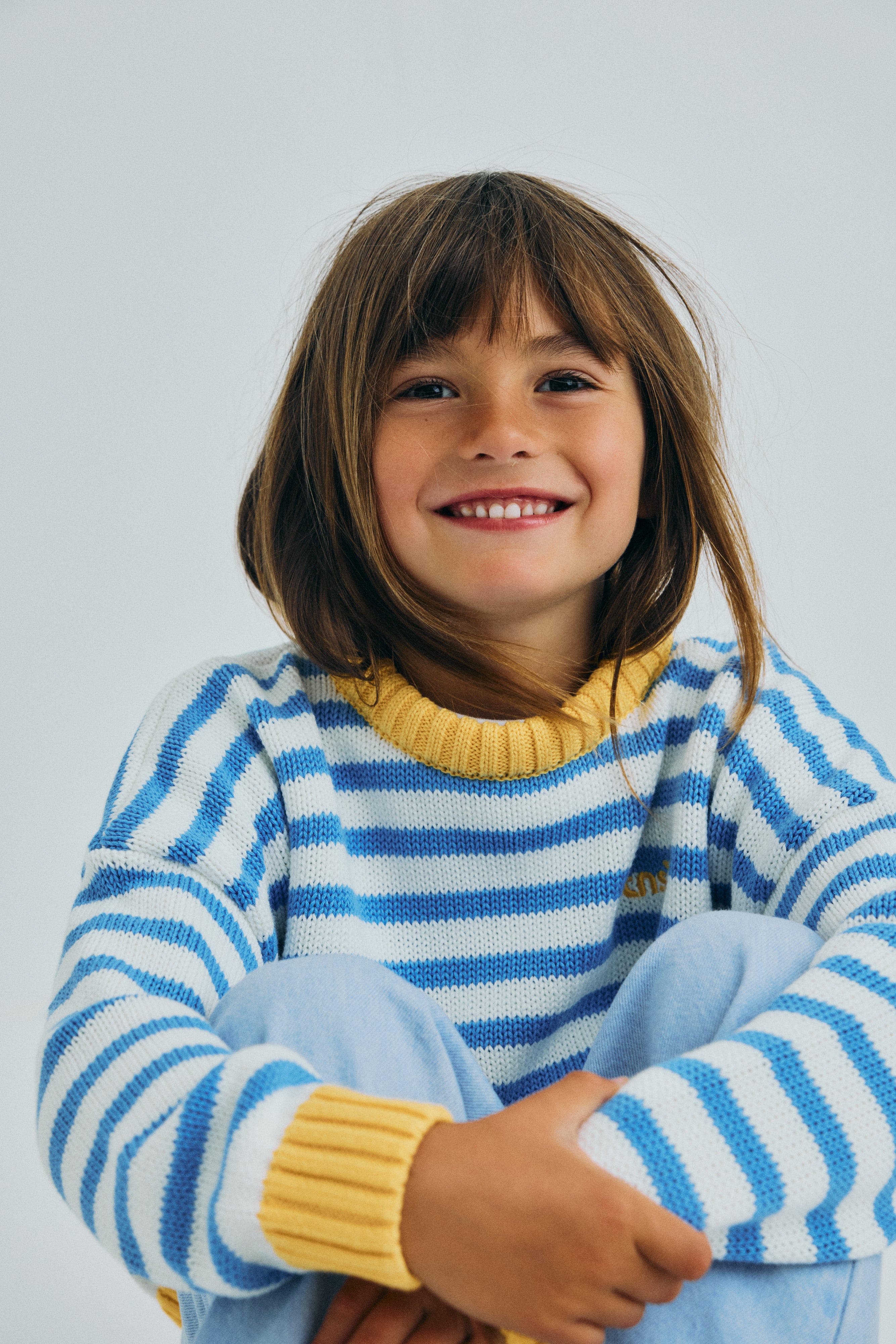 The New Society Marigold Sweater Vista Blue Stripes