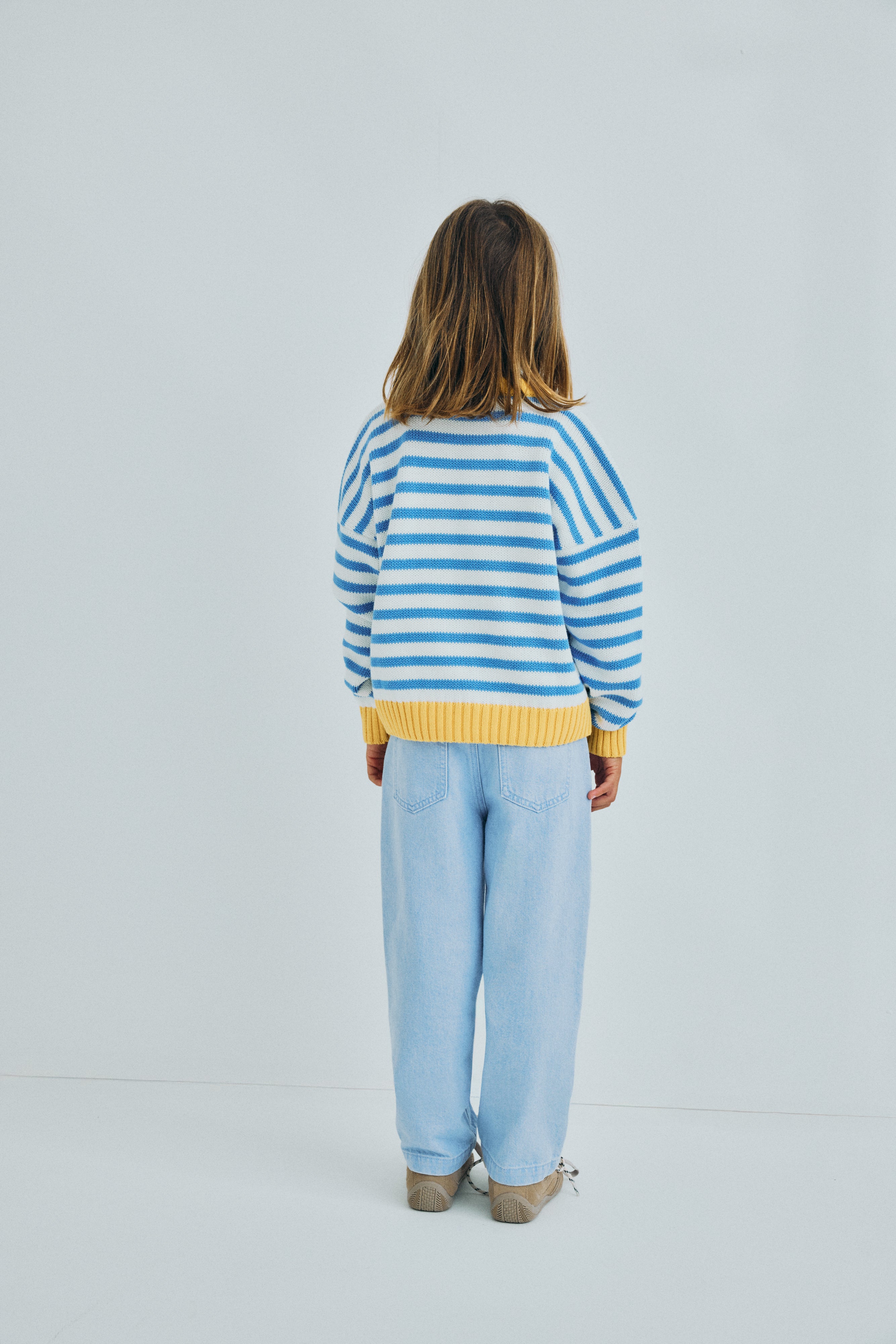 The New Society Marigold Sweater Vista Blue Stripes