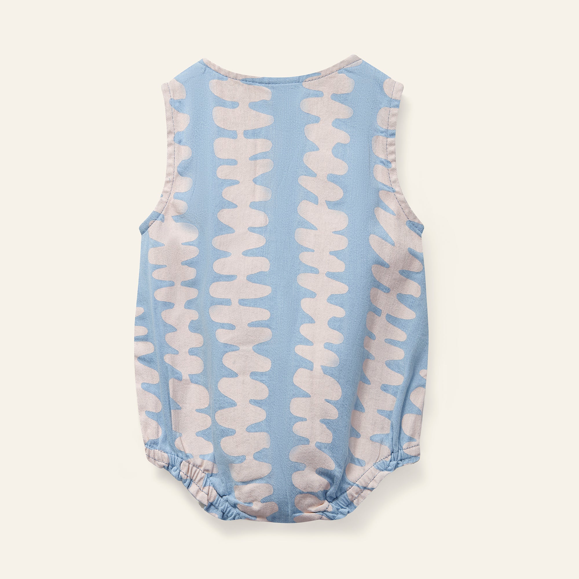 Wynken Pink Stripe Mini Woven Denim Romper