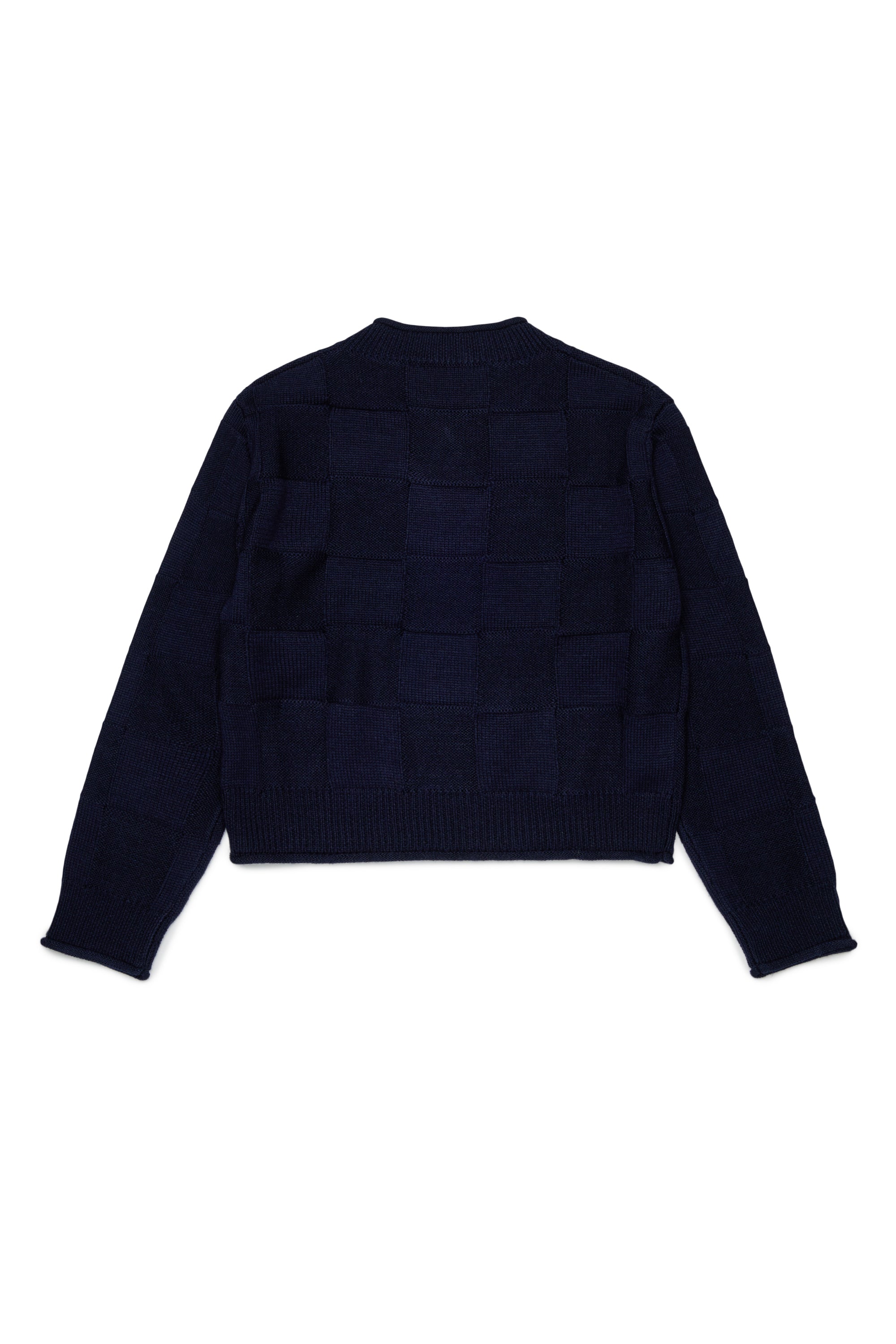 Max&Co. Navy Checkered Pattern Knit Sweater