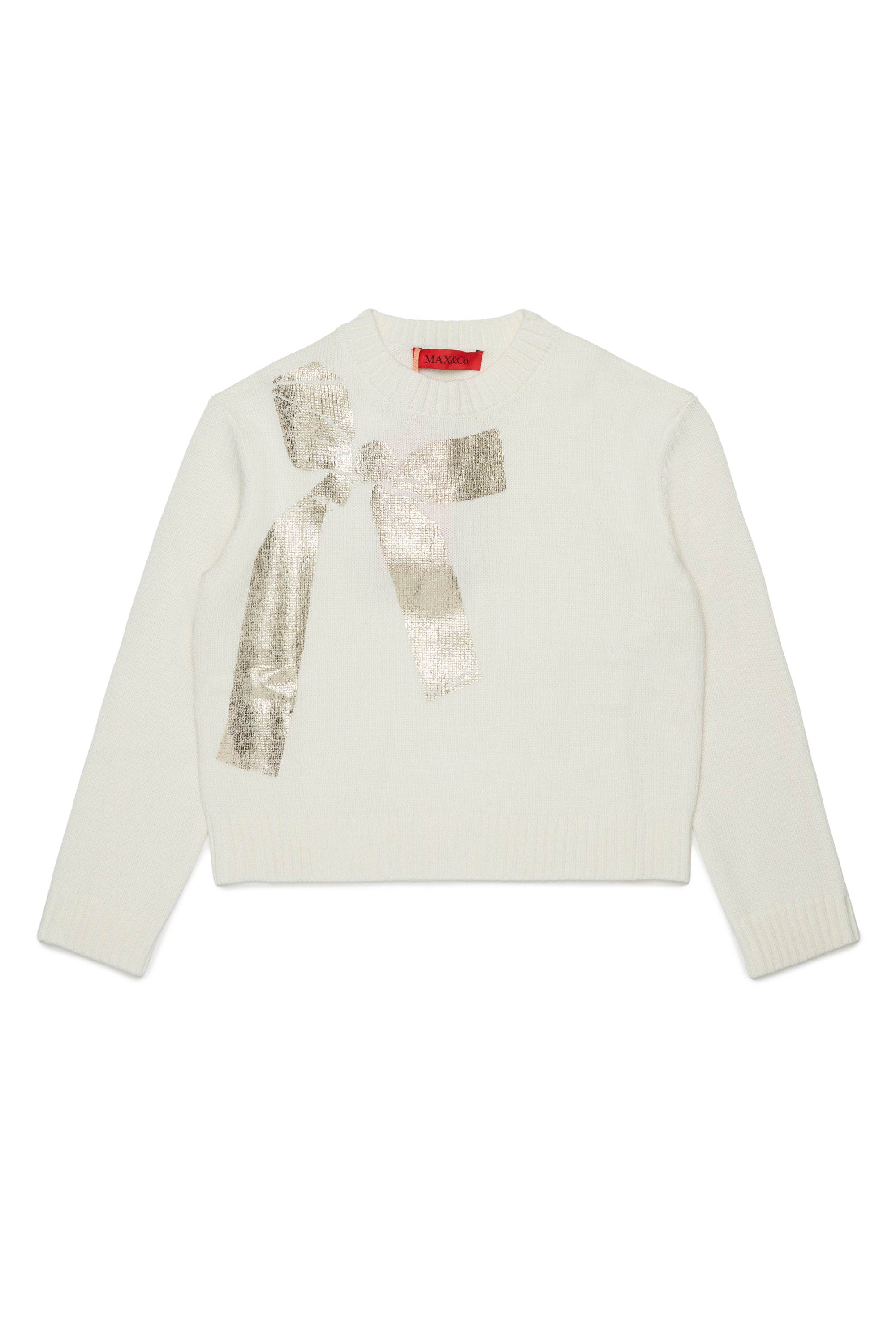 Max&Co. Metalic Bow Ivory Knit Sweater
