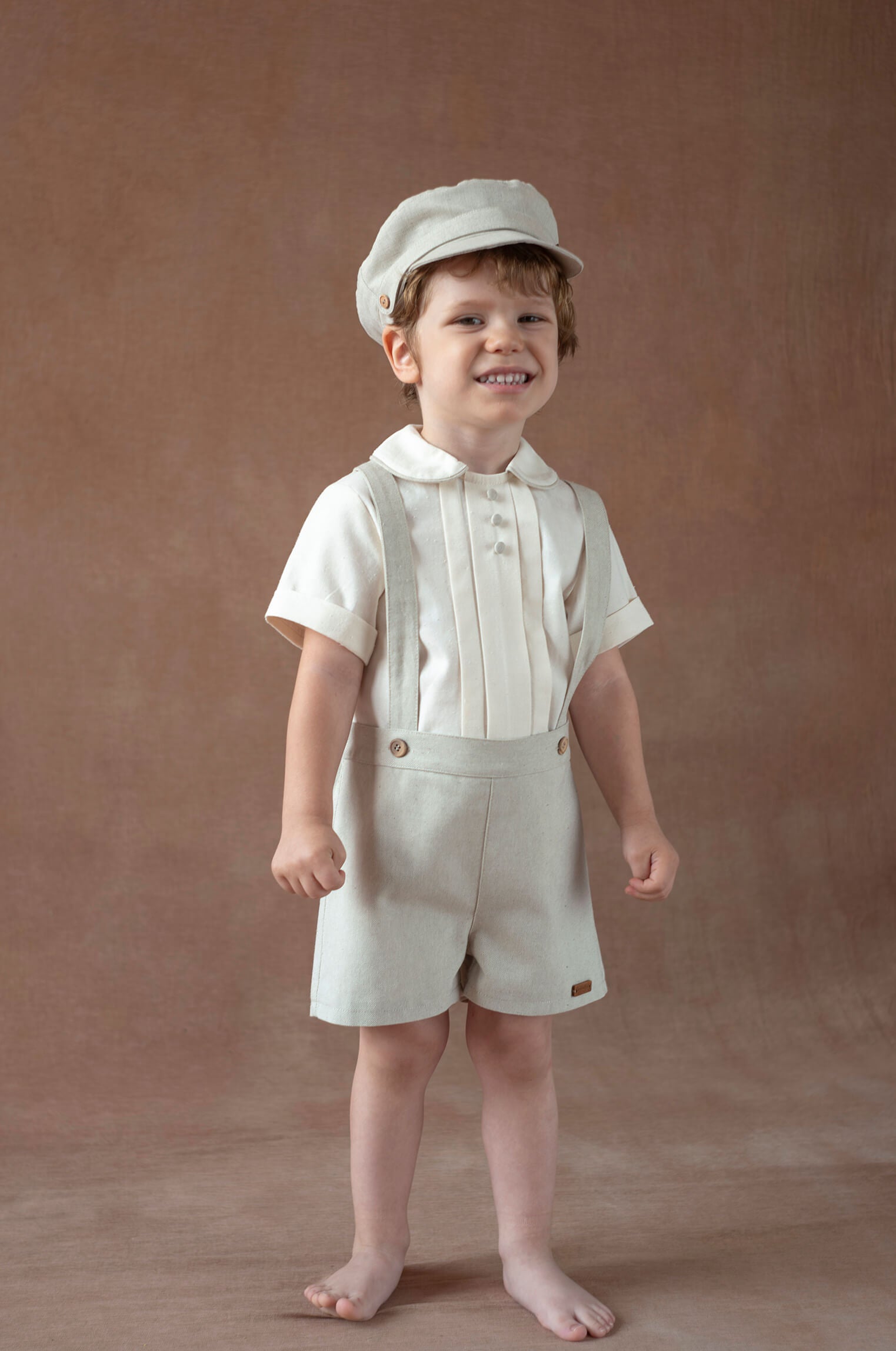 Popelin Sand Oxford Shorts with Straps