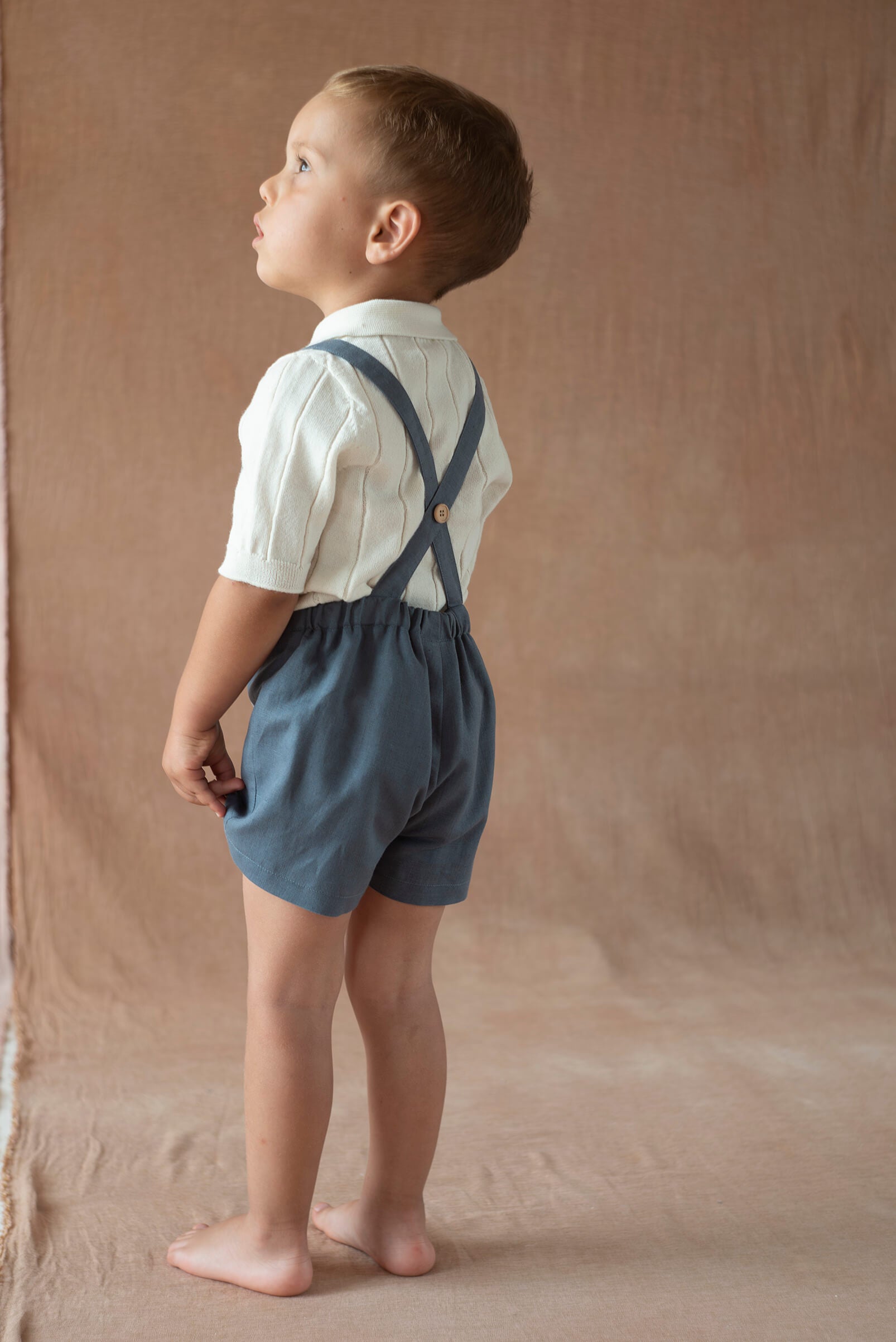 Popelin Blue Striped Combination Dungarees
