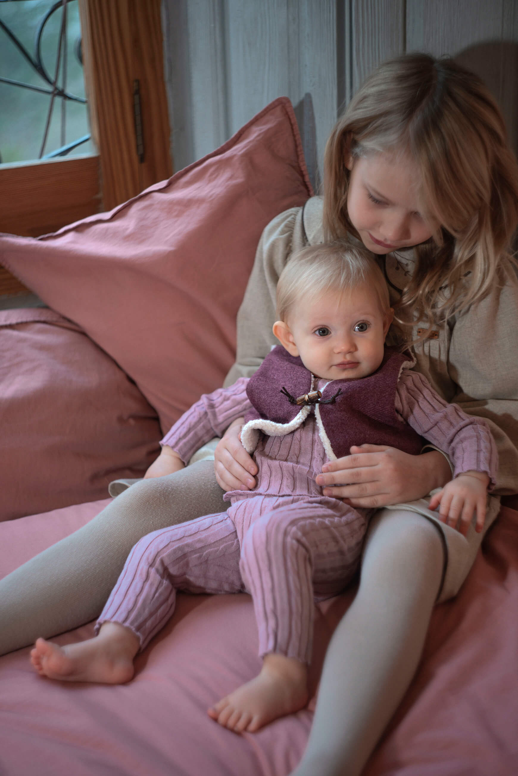 Popelin Mauve Perkins Neck Knitted Sweater