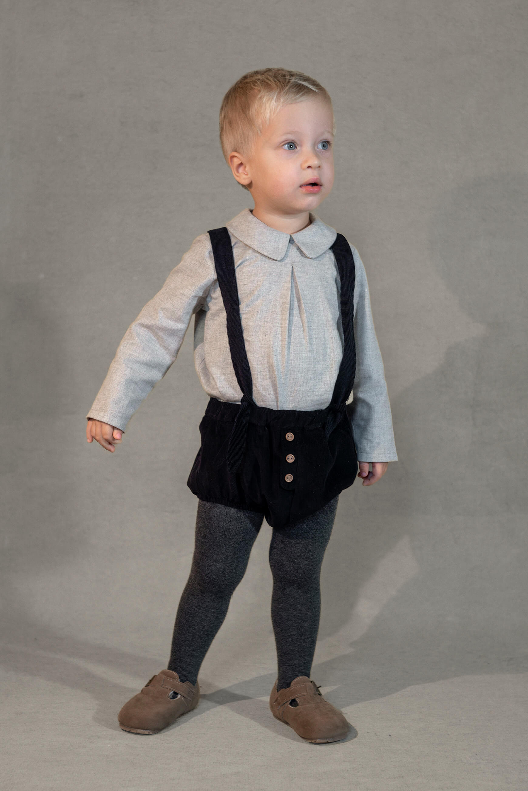 Popelin Light Grey Top With Pleat
