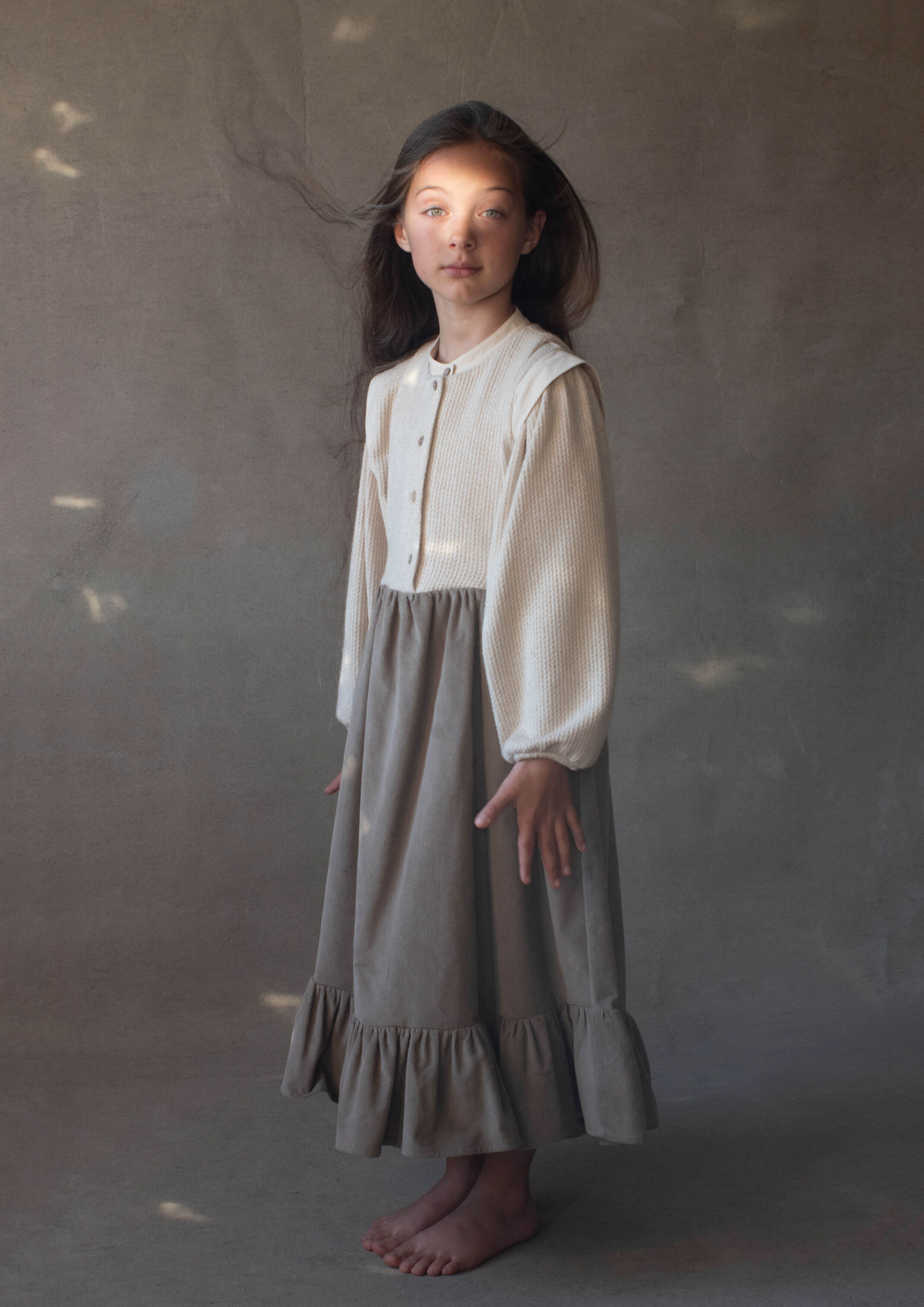 Popelin Ivory and Taupe Dress