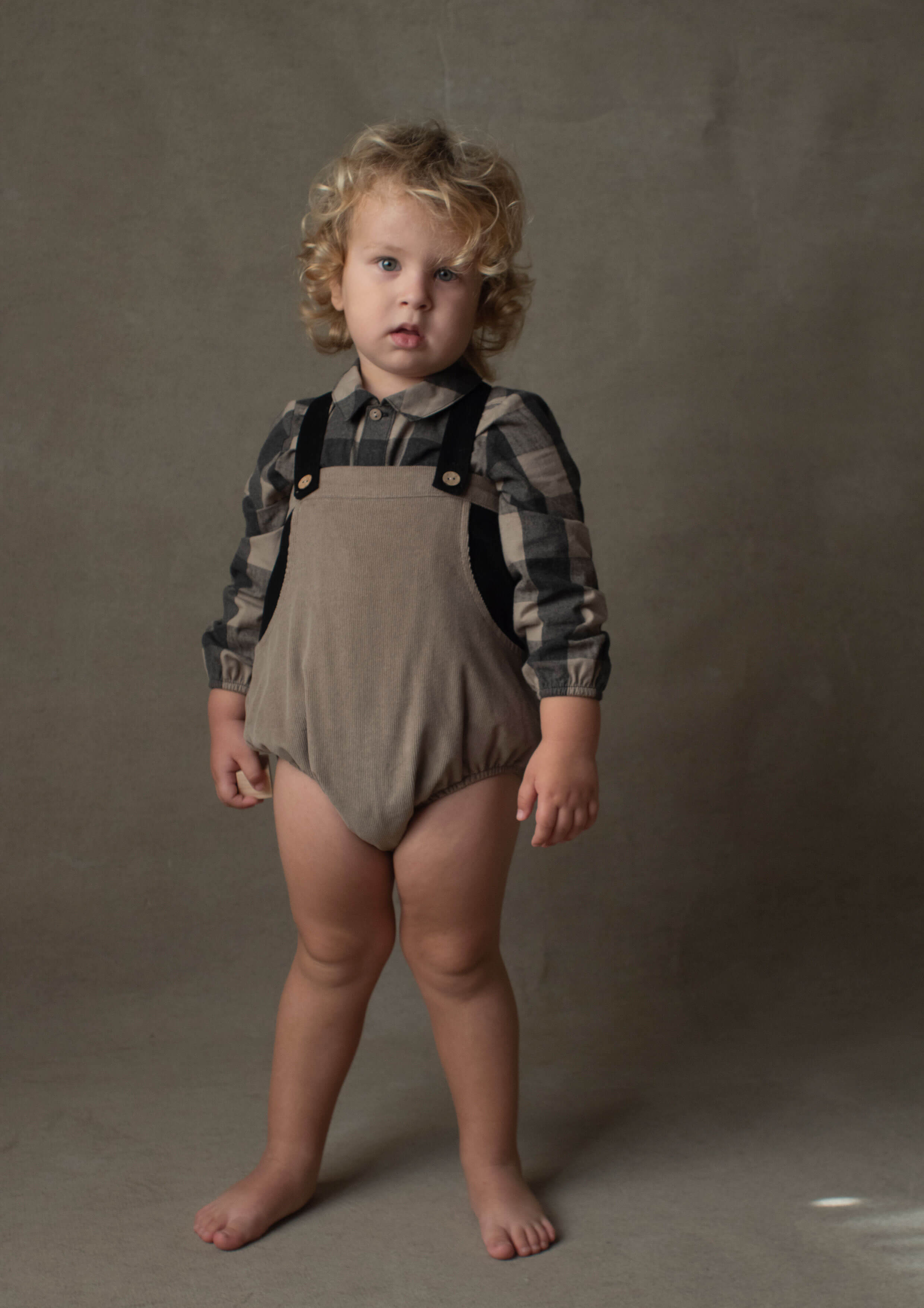 Popelin Taupe Strapped Romper