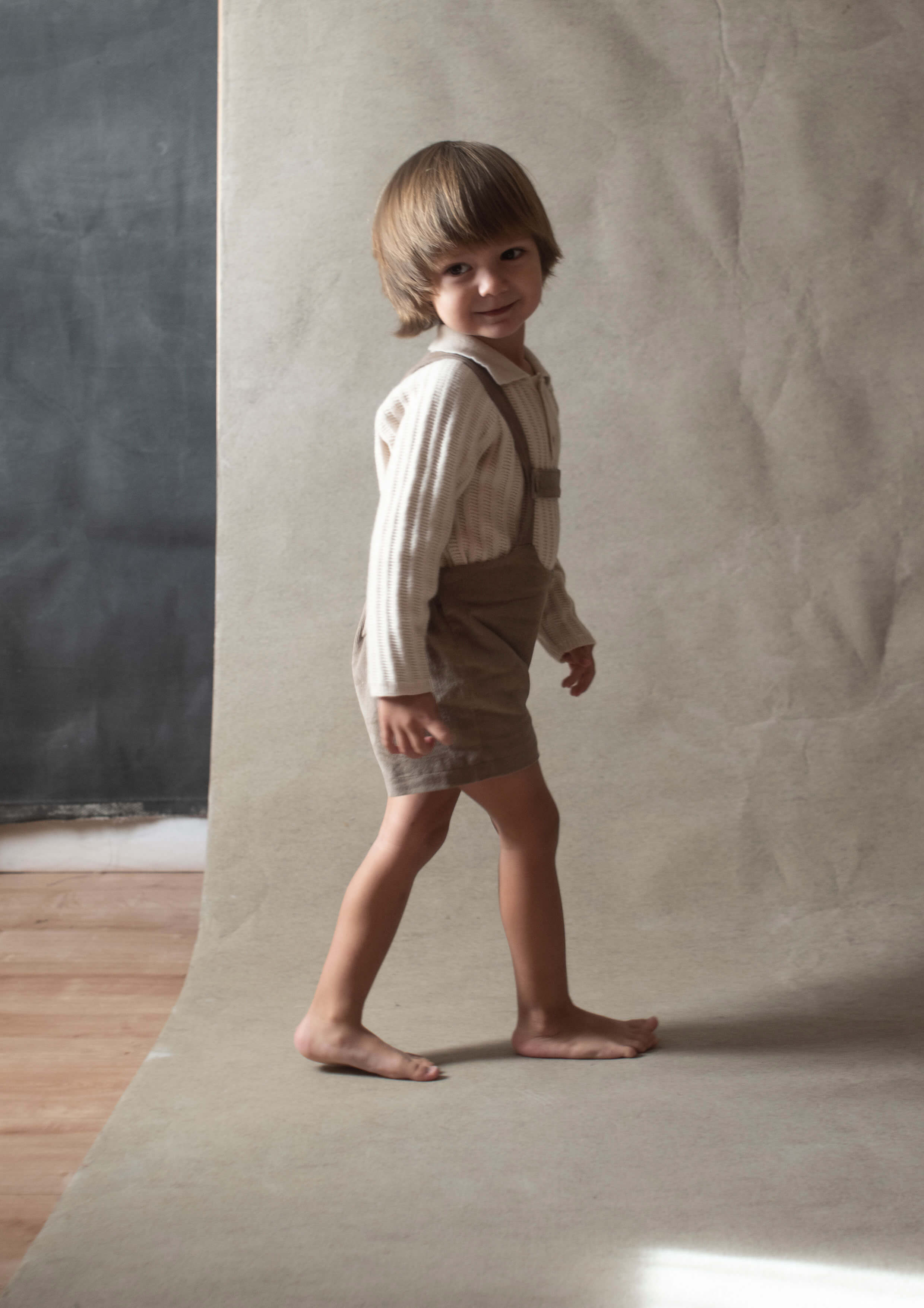Popelin Taupe Pants with Straps