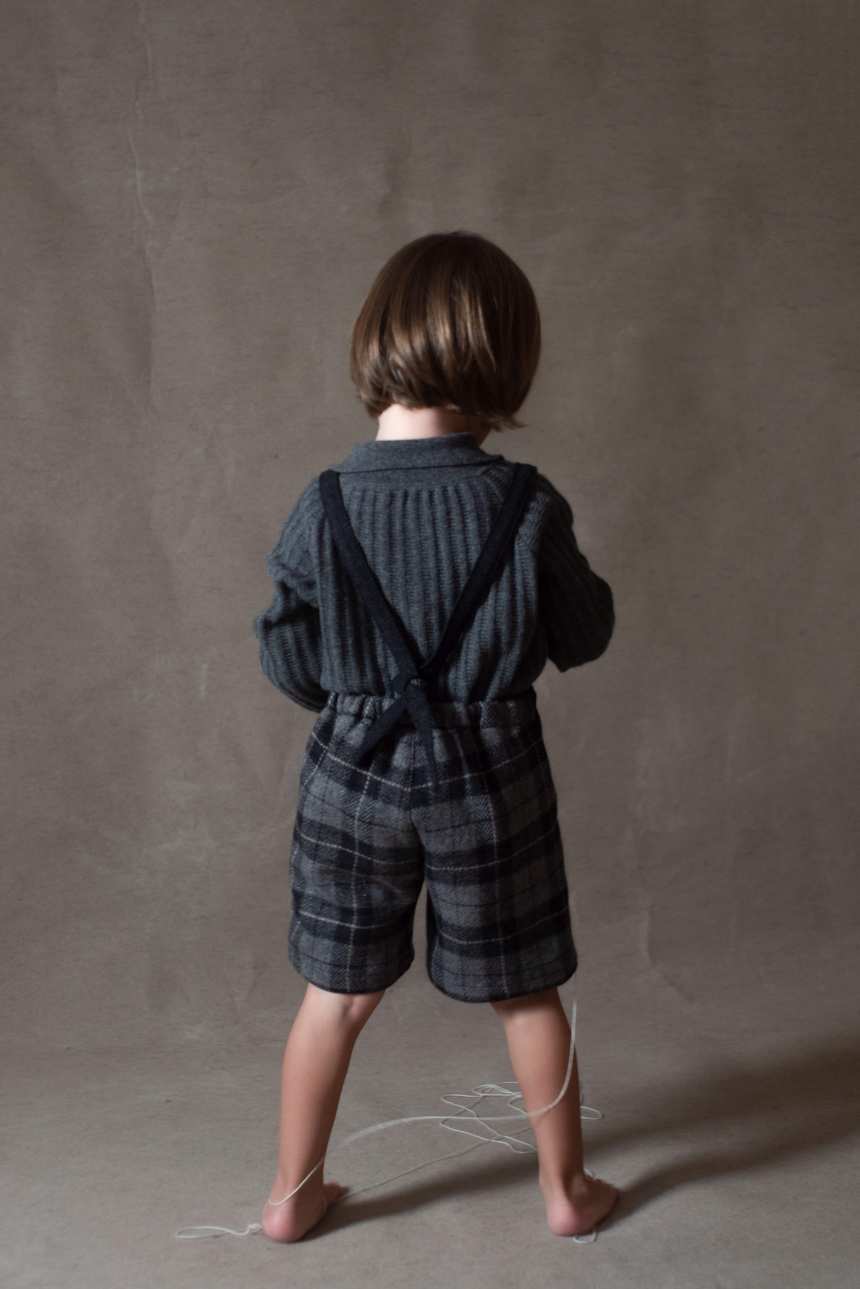 Popelin Grey Checked Pants with Straps