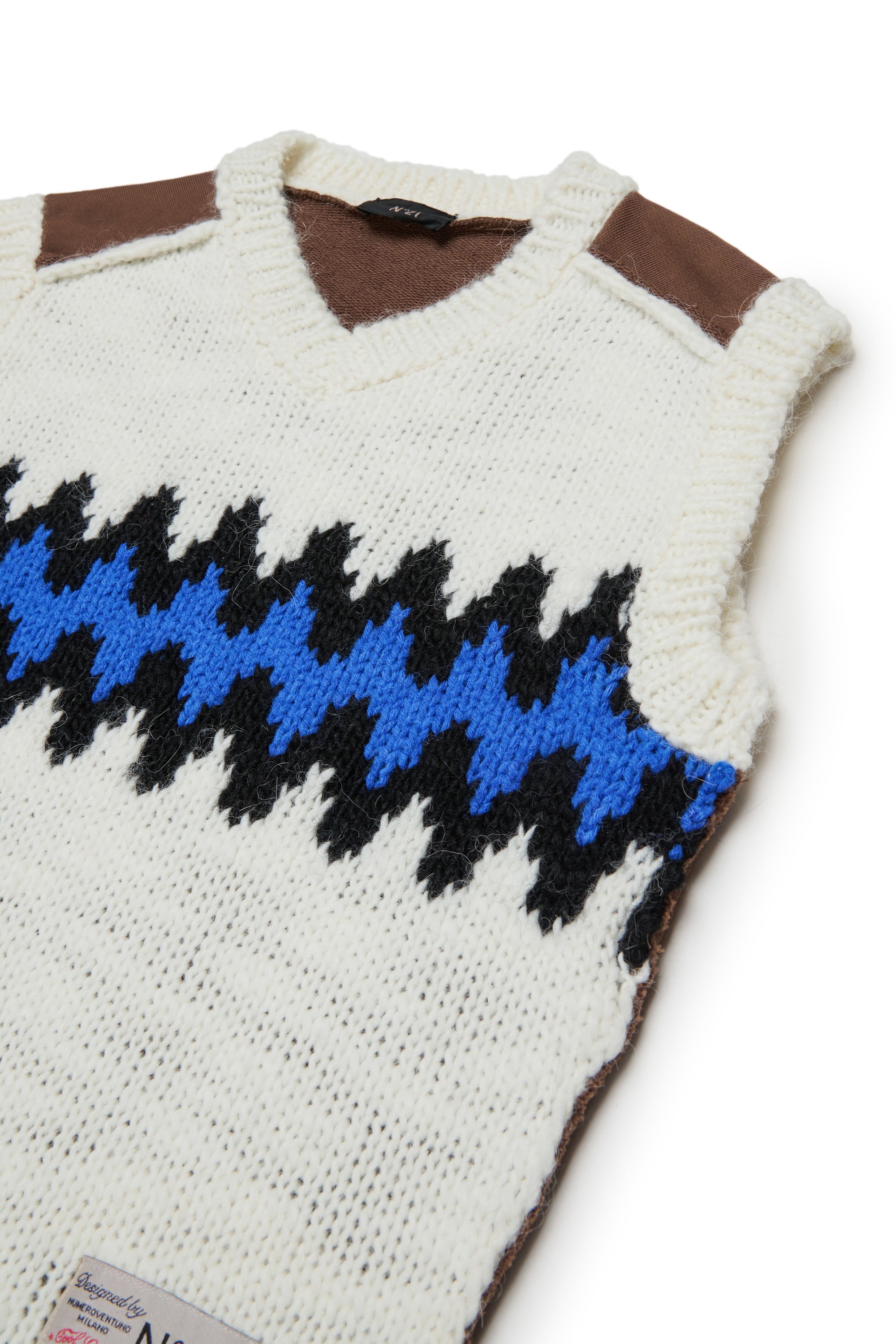 Nº21 Girls Off-White Knit Chevron Pattern Vest