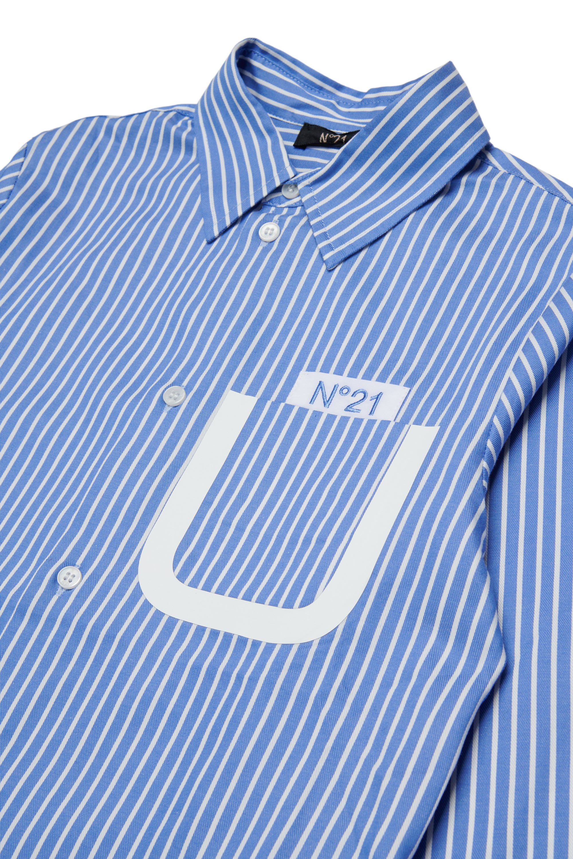 Nº21 Girls Blue Long Sleeve Striped Button Up Shirt