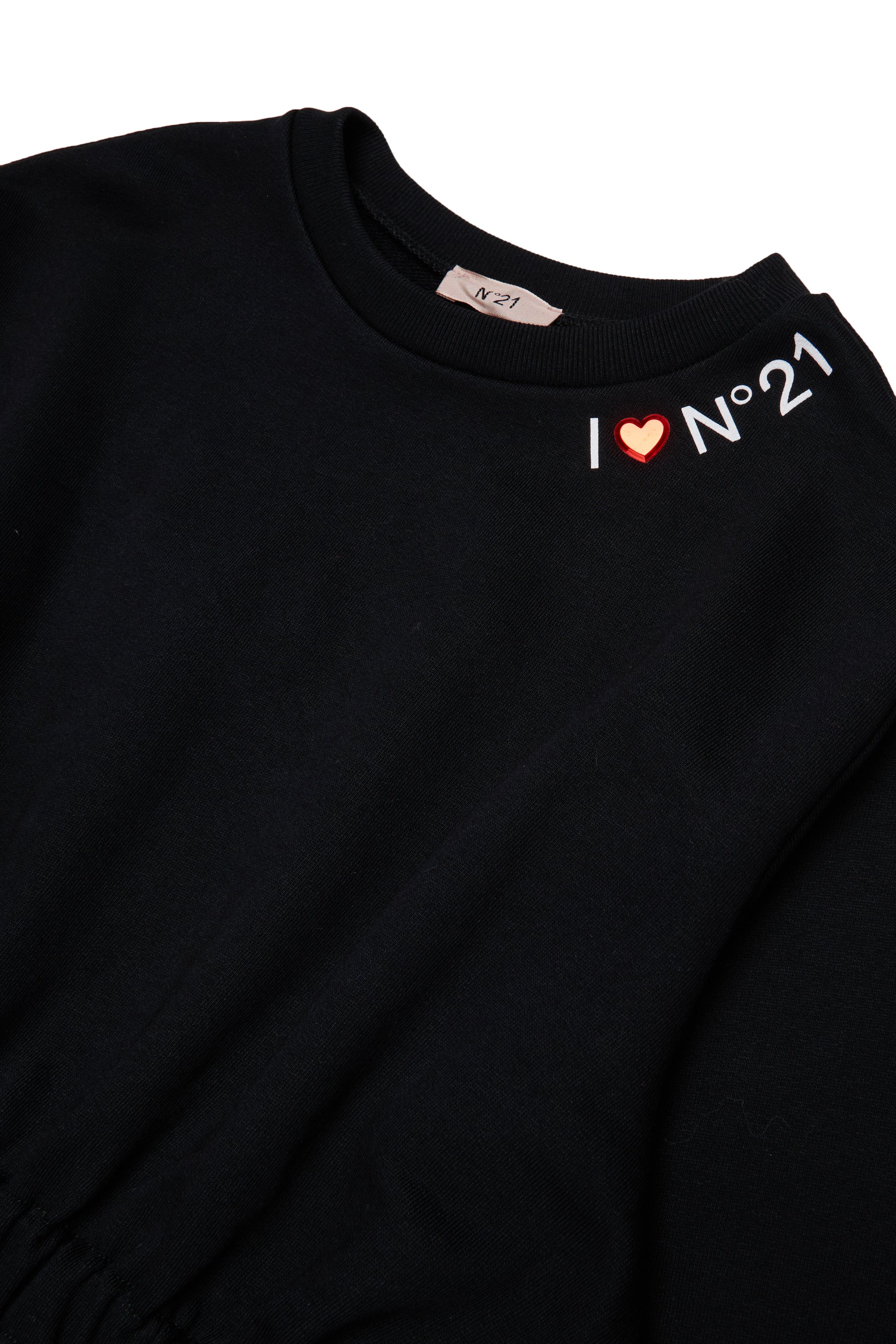 Nº21 Girls Black Long Sleeve Midi Sweat Dress