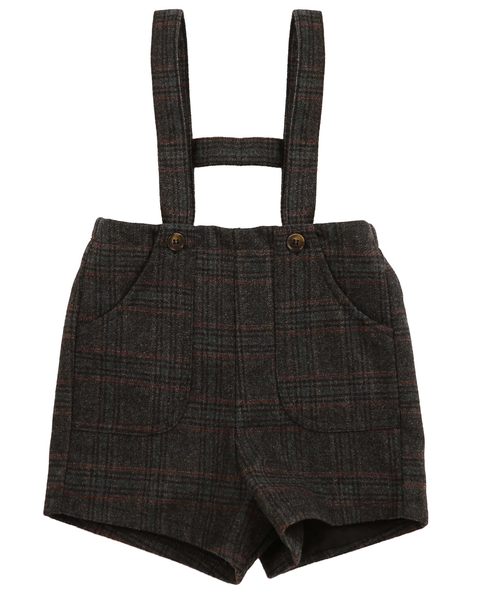 Noma Teal Plaid Wool Elasticated Overalls