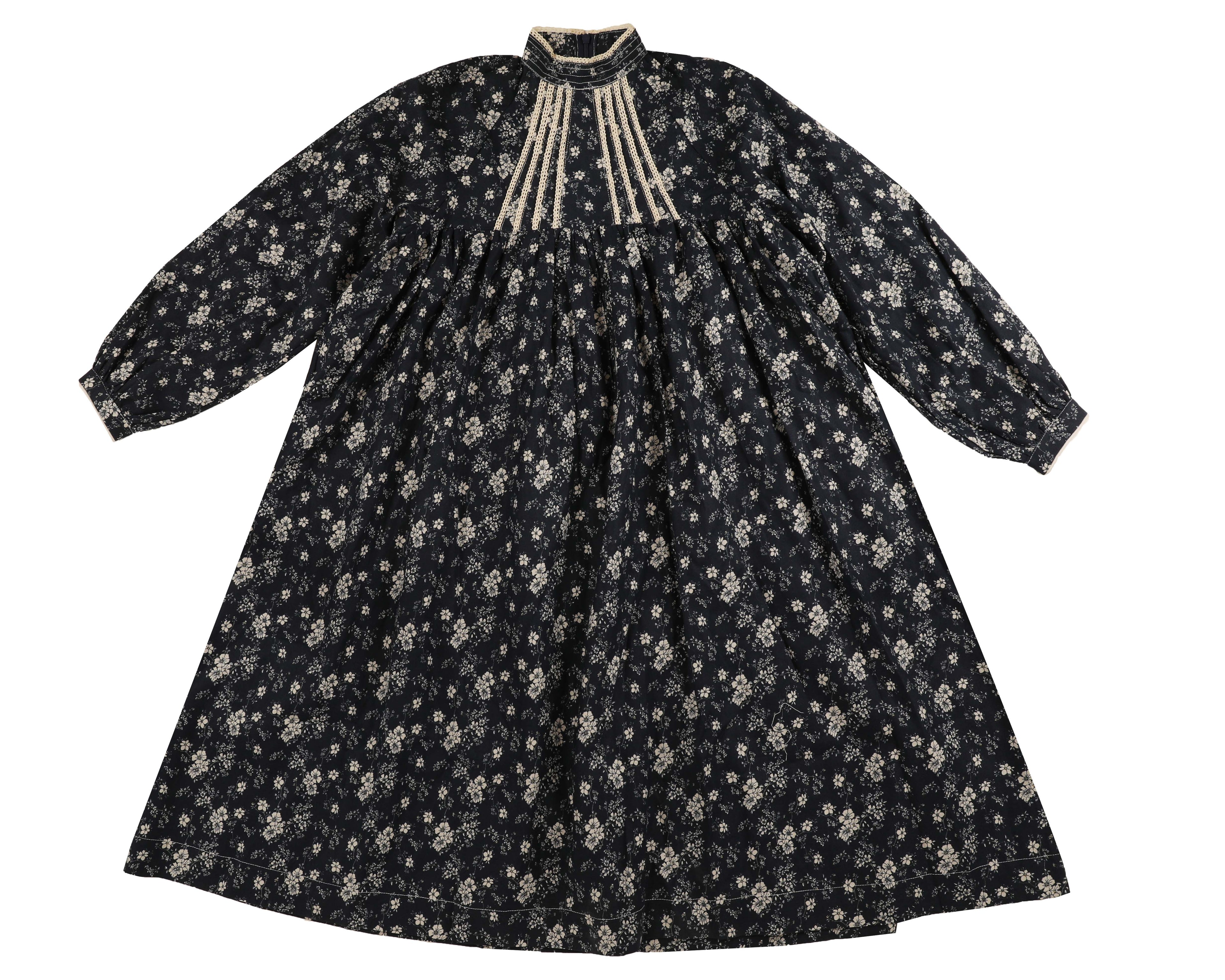 Noma Navy Floral Lace Tuck Dress