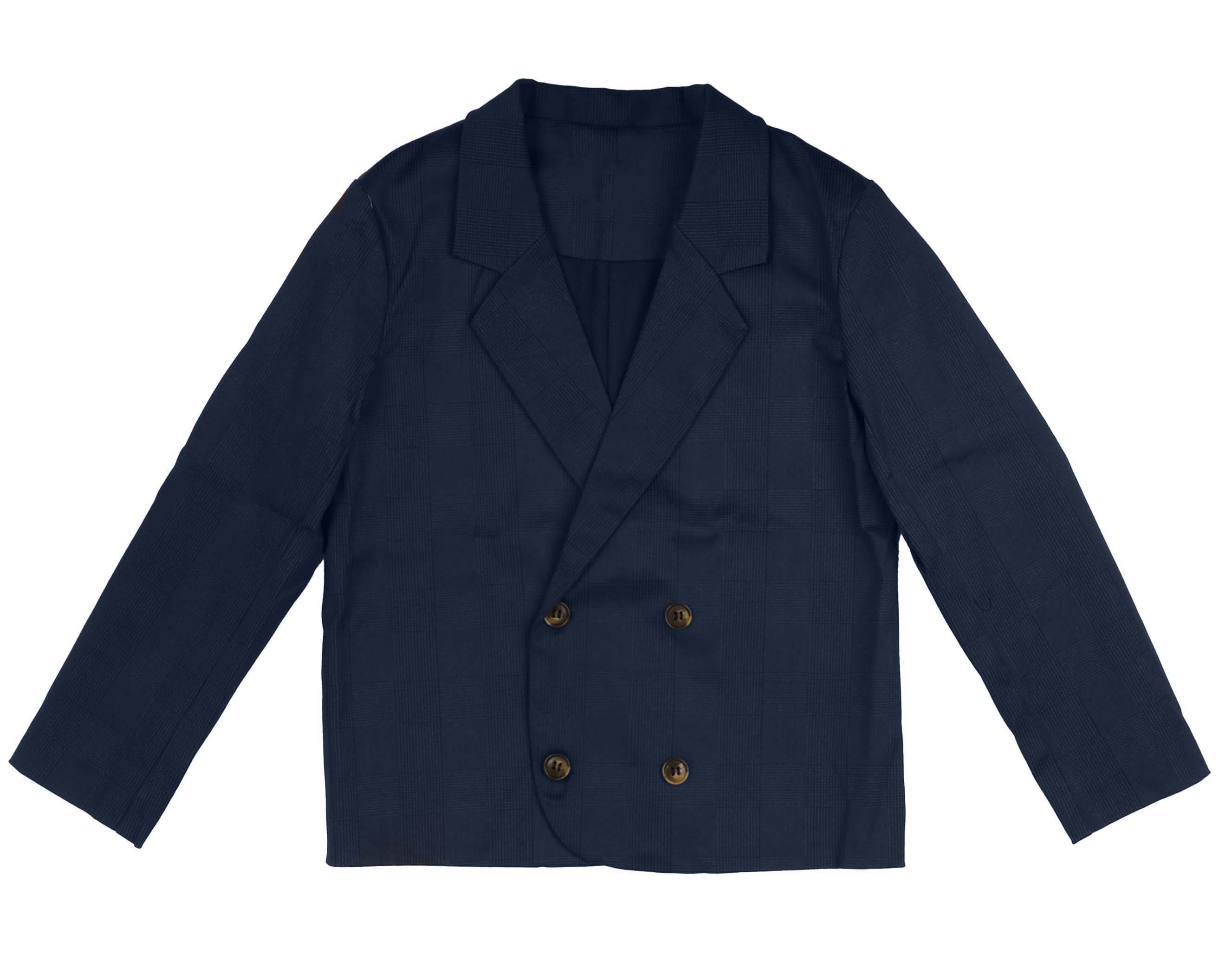 Noma Navy Plaid Double Breasted Jacket