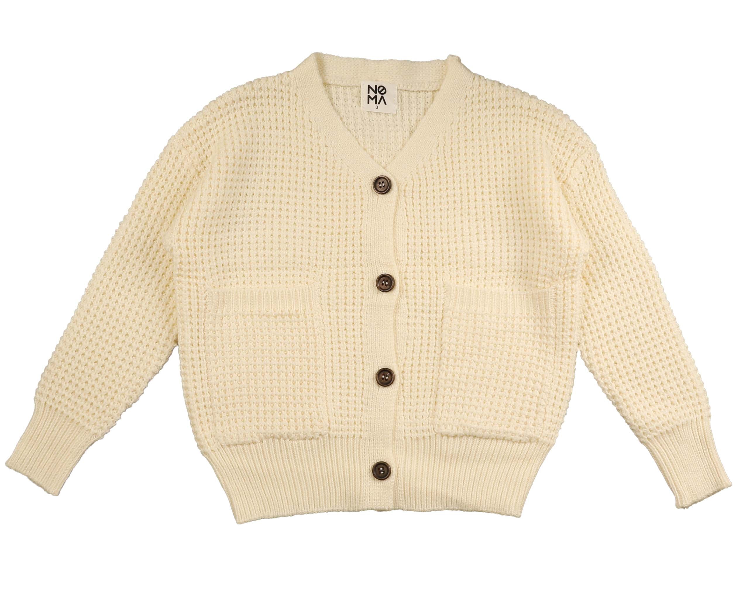 Noma Cream Waffle V Neck Cardigan