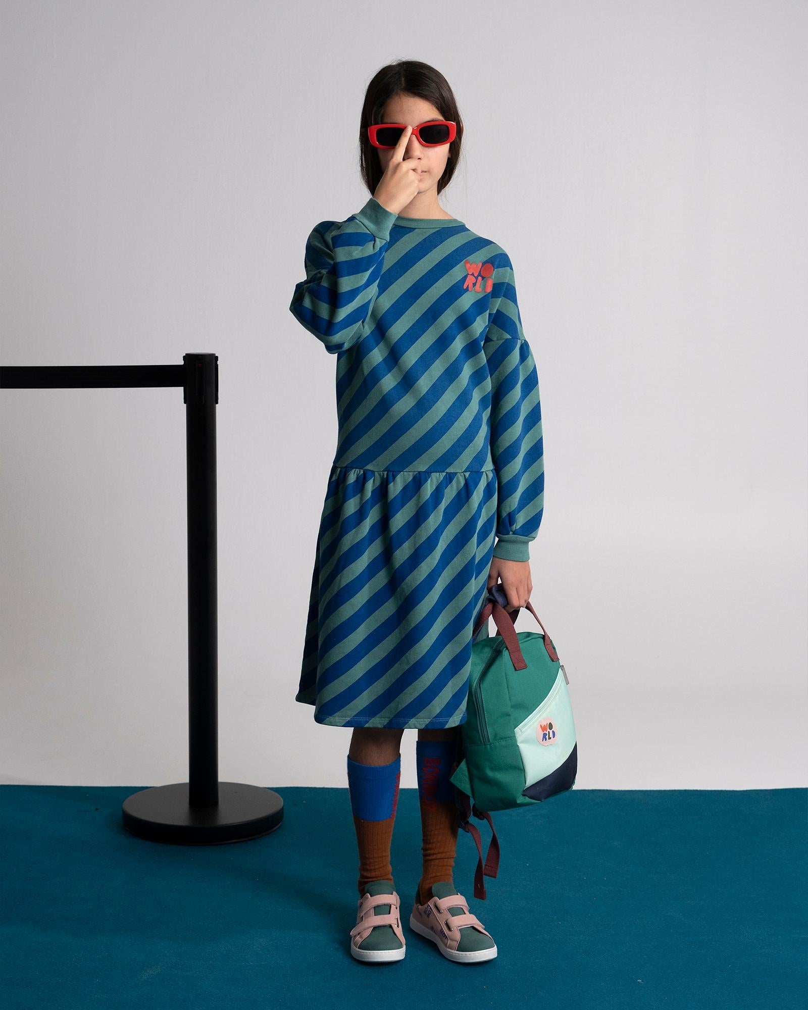 Bonmot Green and Blue Stripe Dress