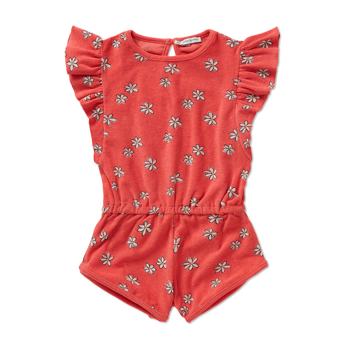 Sproet & Sprout Ruffle Terry Jumpsuit With Daisies Print