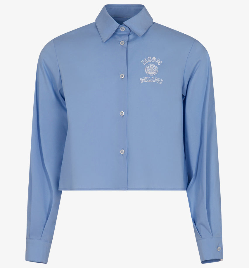 MSGM Light Blue Boxy Girls Poplin Shirt