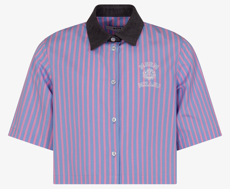 MSGM Light Blue Girls Boxy Poplin Shirt