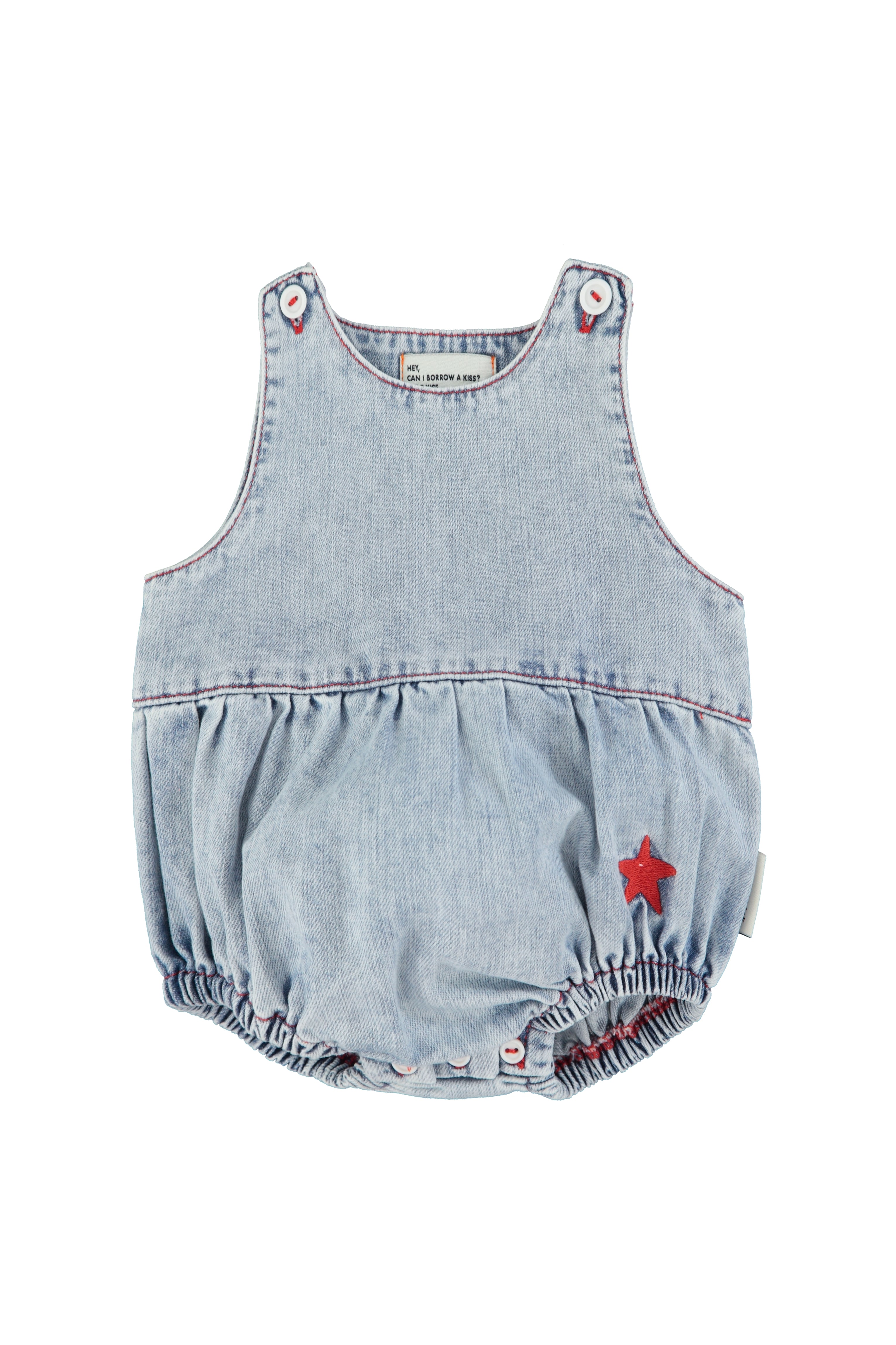 Piupiuchick Sleeveless Baby Romper Light Blue Denim