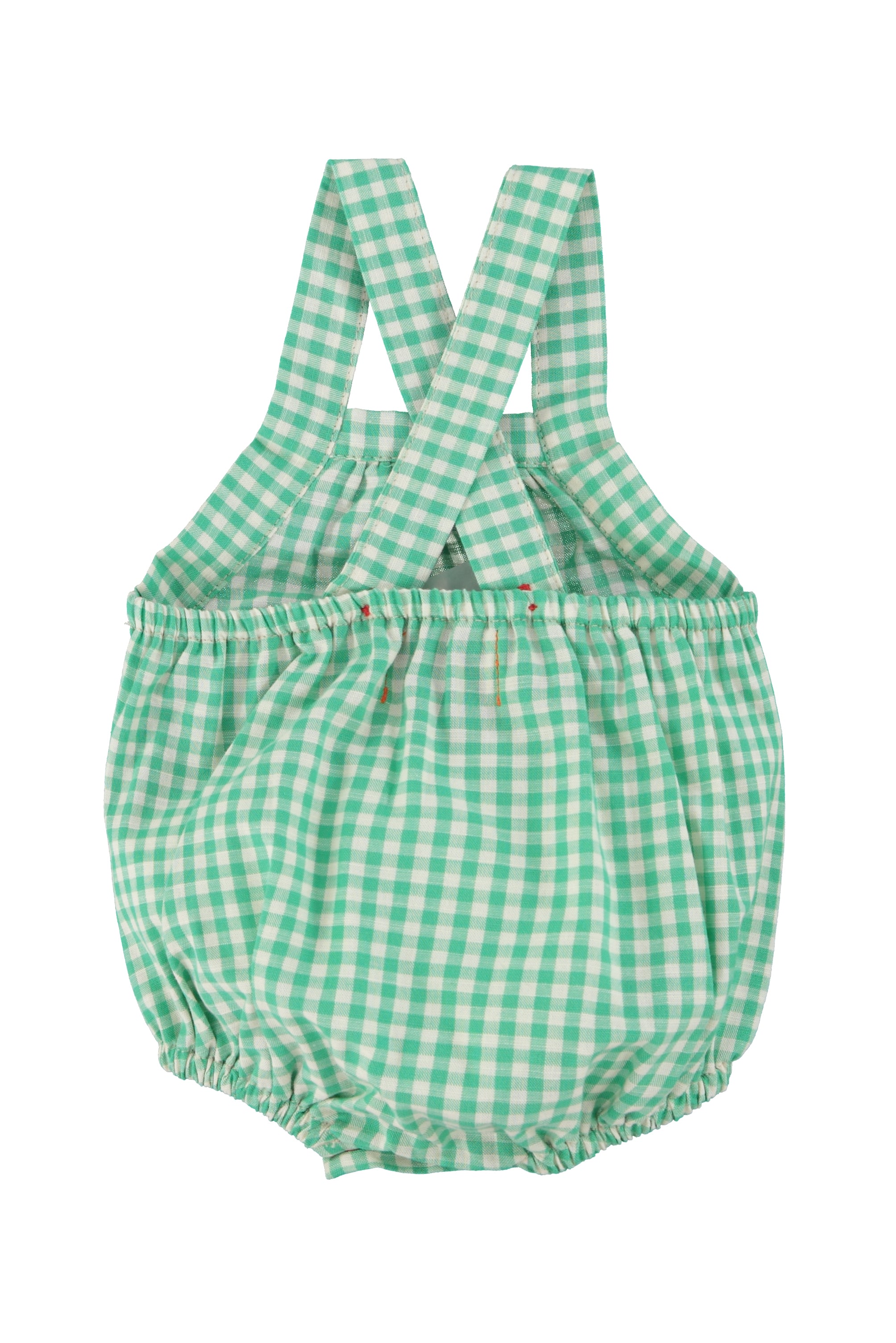 Piupiuchick Baby Romper Green & Ecru Checkered