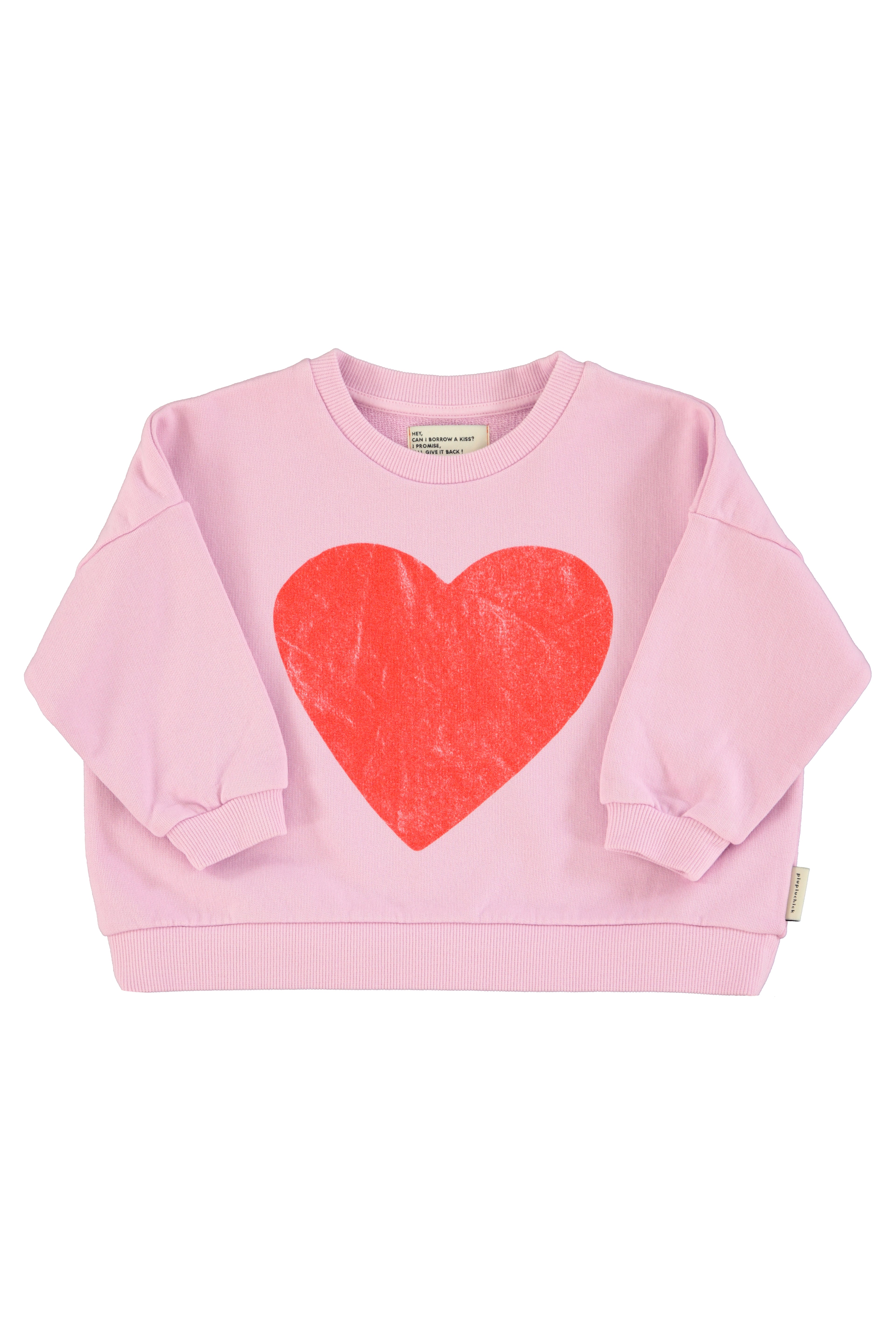Piupiuchick Girls Sweatshirt Lilac with Red Heart Print