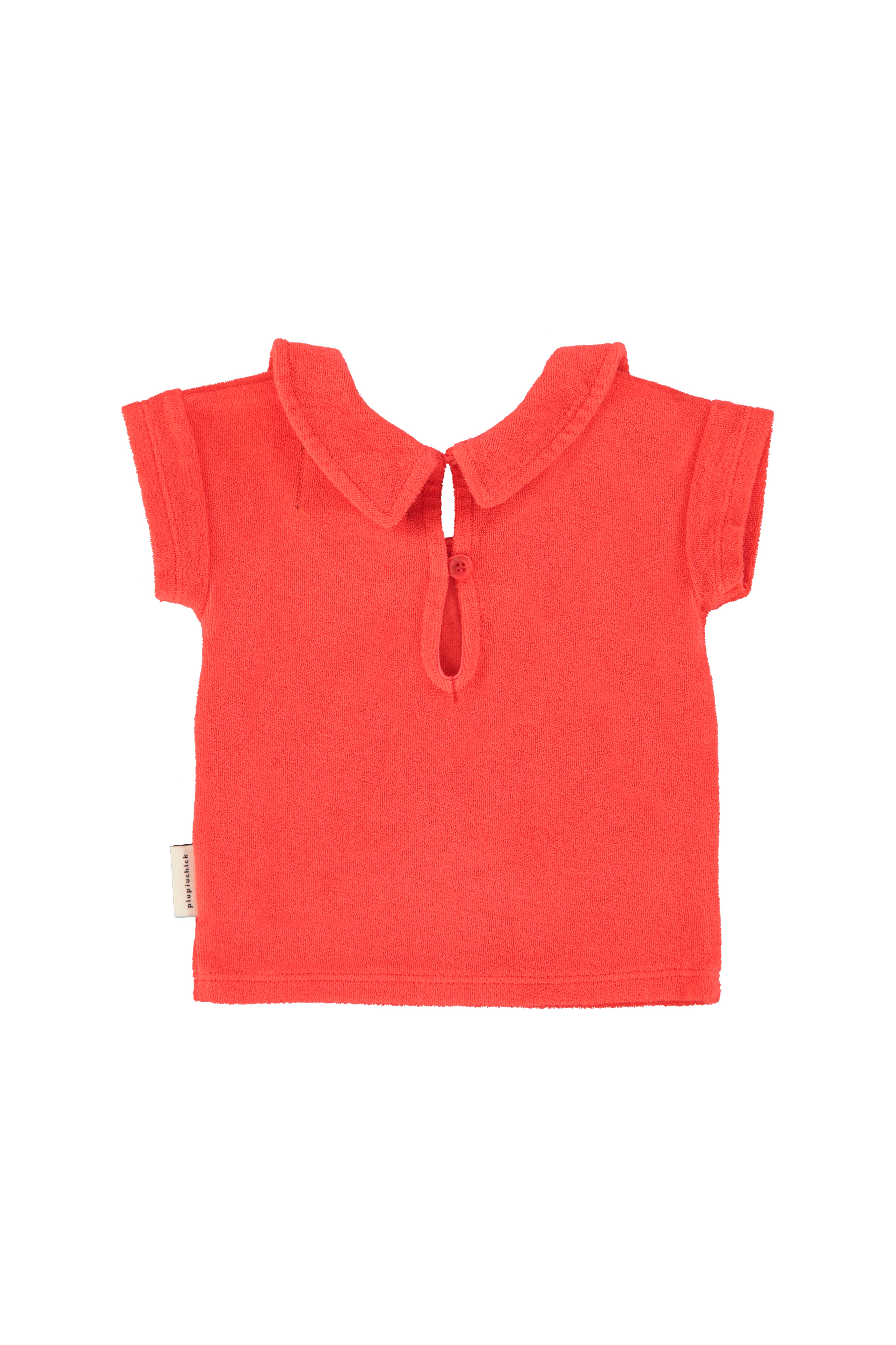 Piupiuchick Baby T-Shirt with Peter Pan Collar Red with "Amour" Print