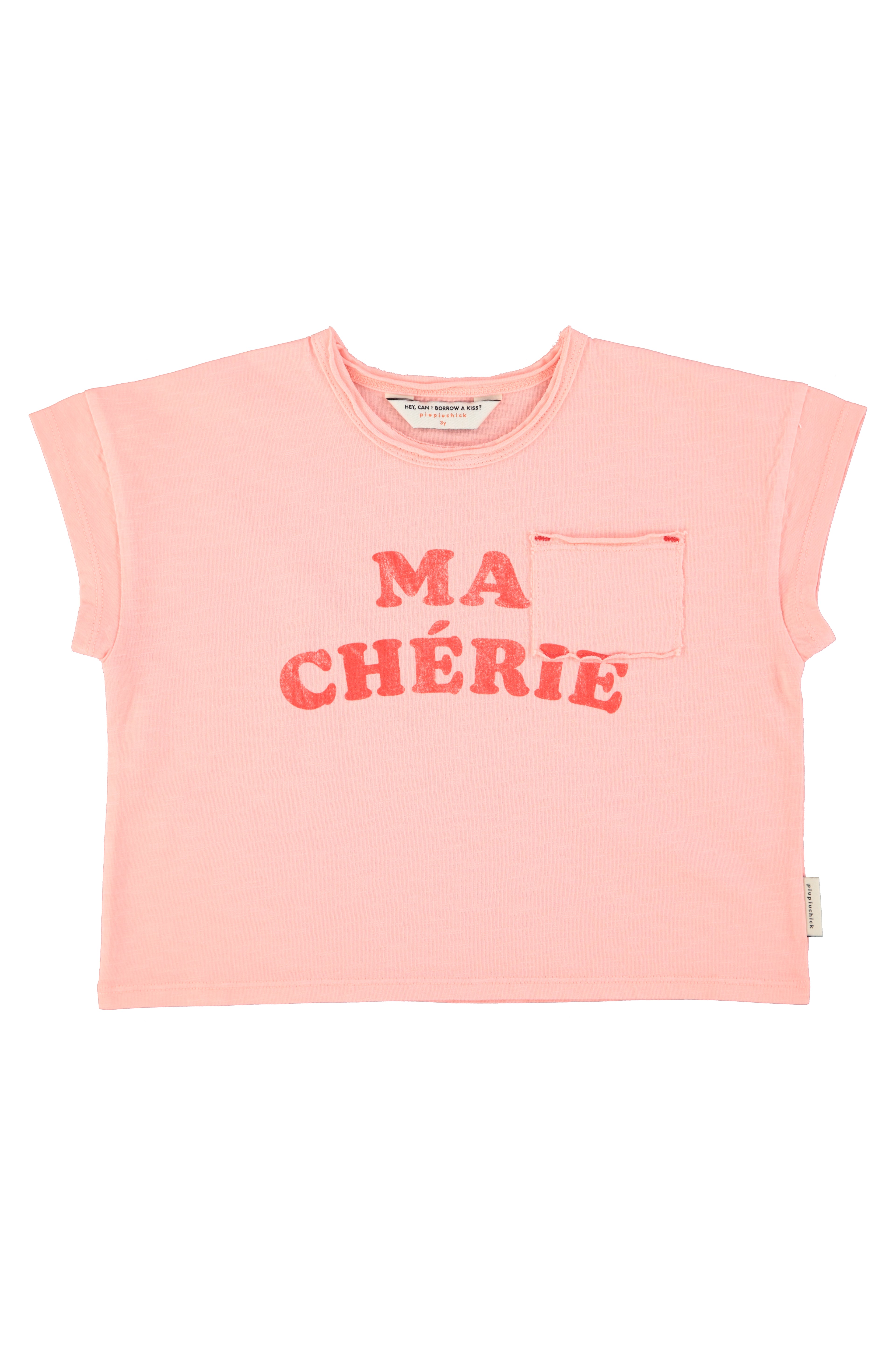 Piupiuchick Girls T-Shirt Light Pink with "Ma Chérie" Print