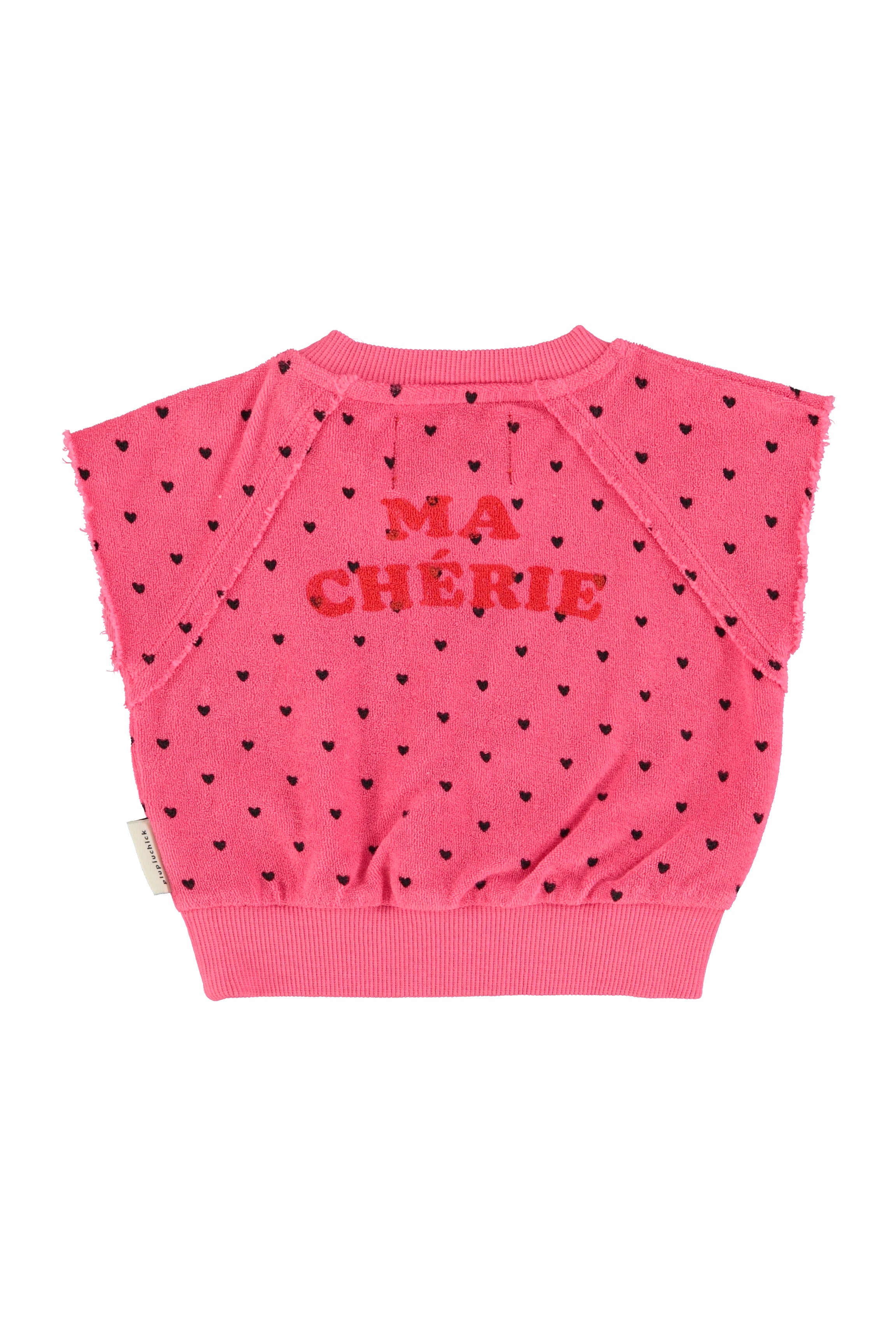 Piupiuchick Sleeveless Sweatshirt Pink with Cherry Print