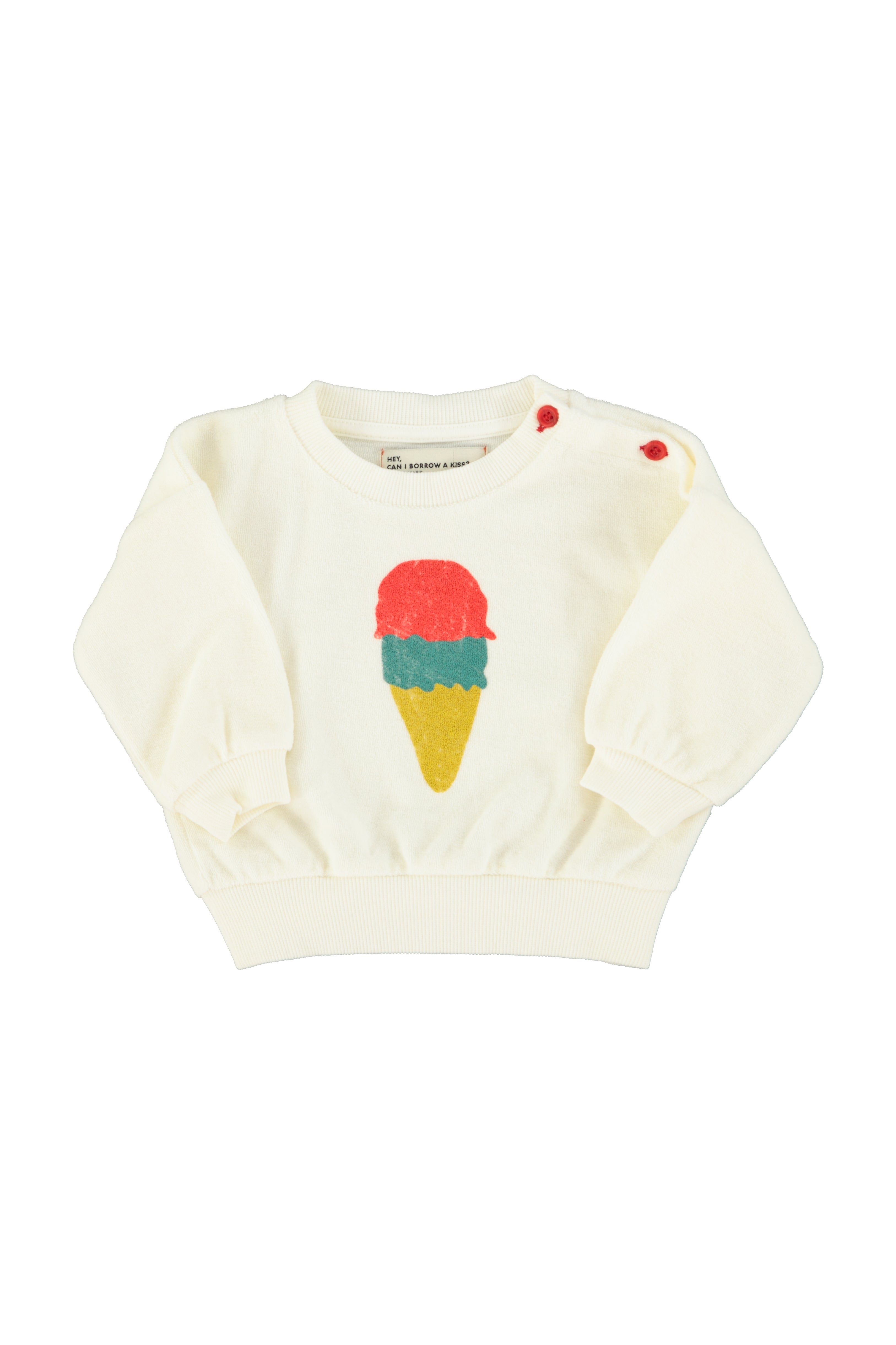 Piupiuchick Baby Sweatshirt Ecru with Ice Cream Print