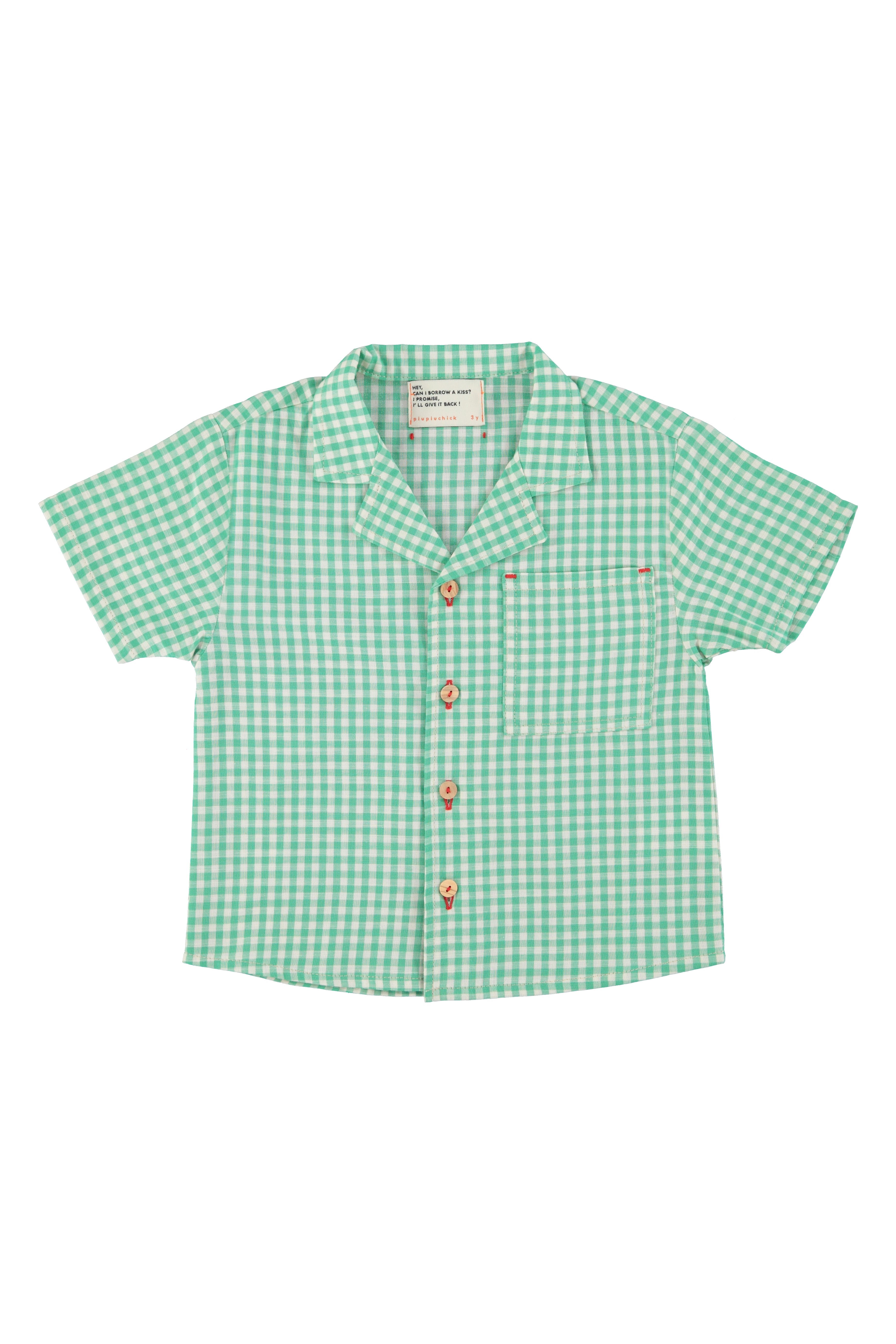 Piupiuchick Hawaiian Shirt Green & Ecru Checkered