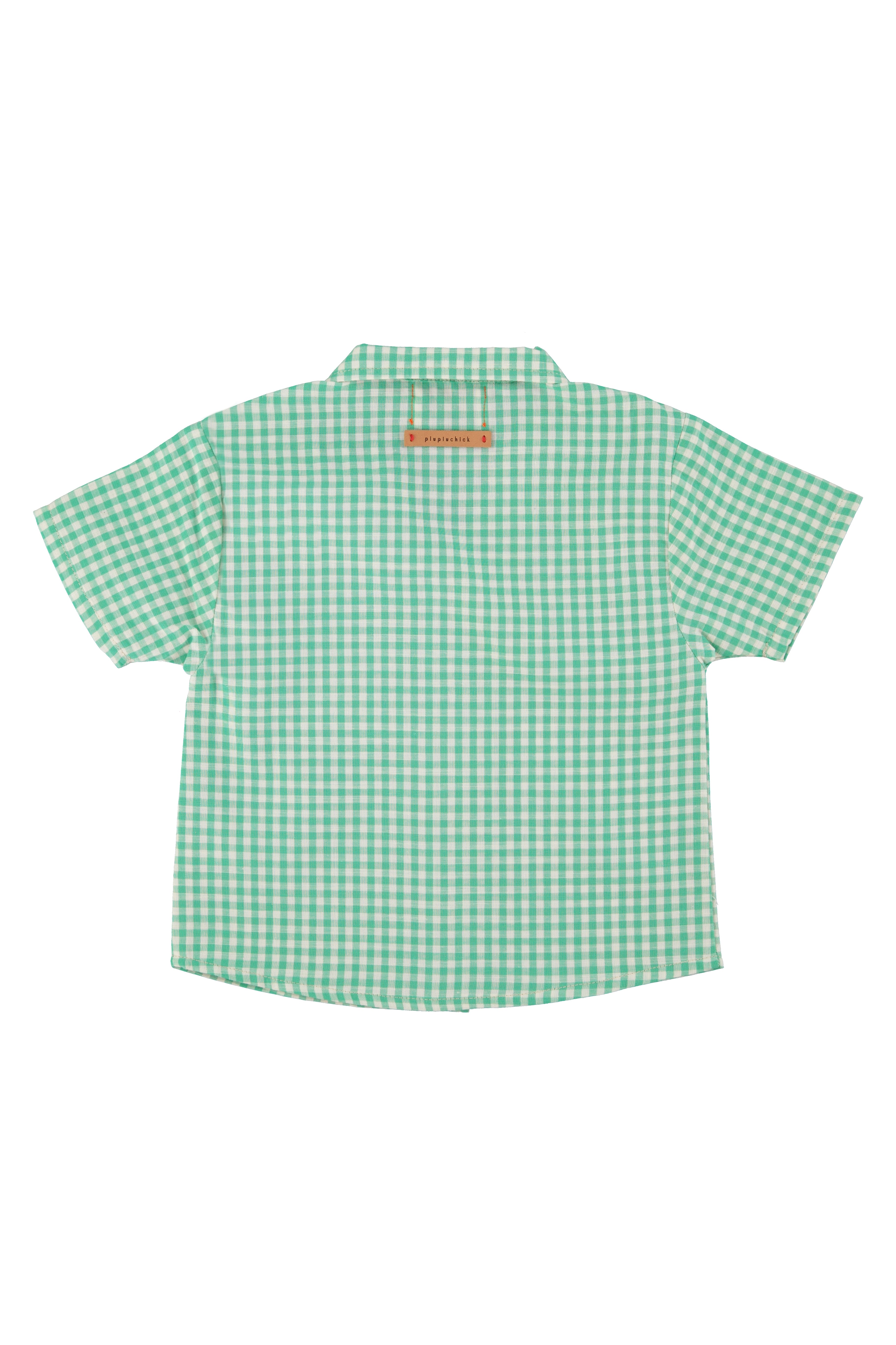 Piupiuchick Hawaiian Shirt Green & Ecru Checkered
