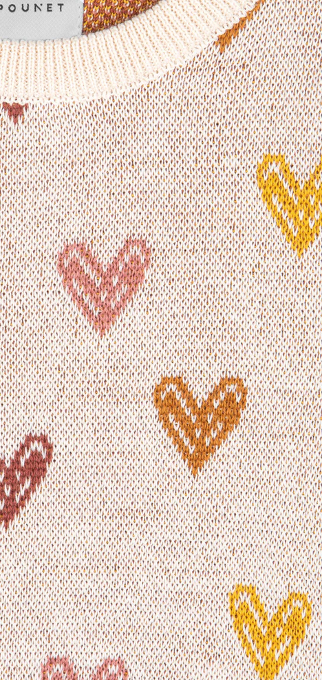 Mipounet Ivory with Hearts Wool Mix Sweater