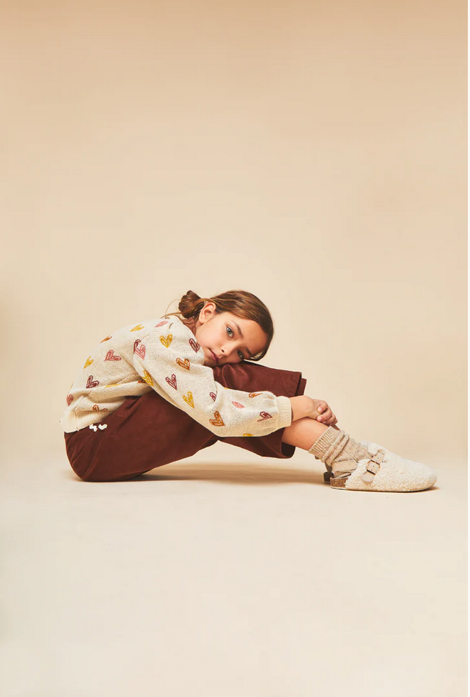 Mipounet Ivory with Hearts Wool Mix Sweater